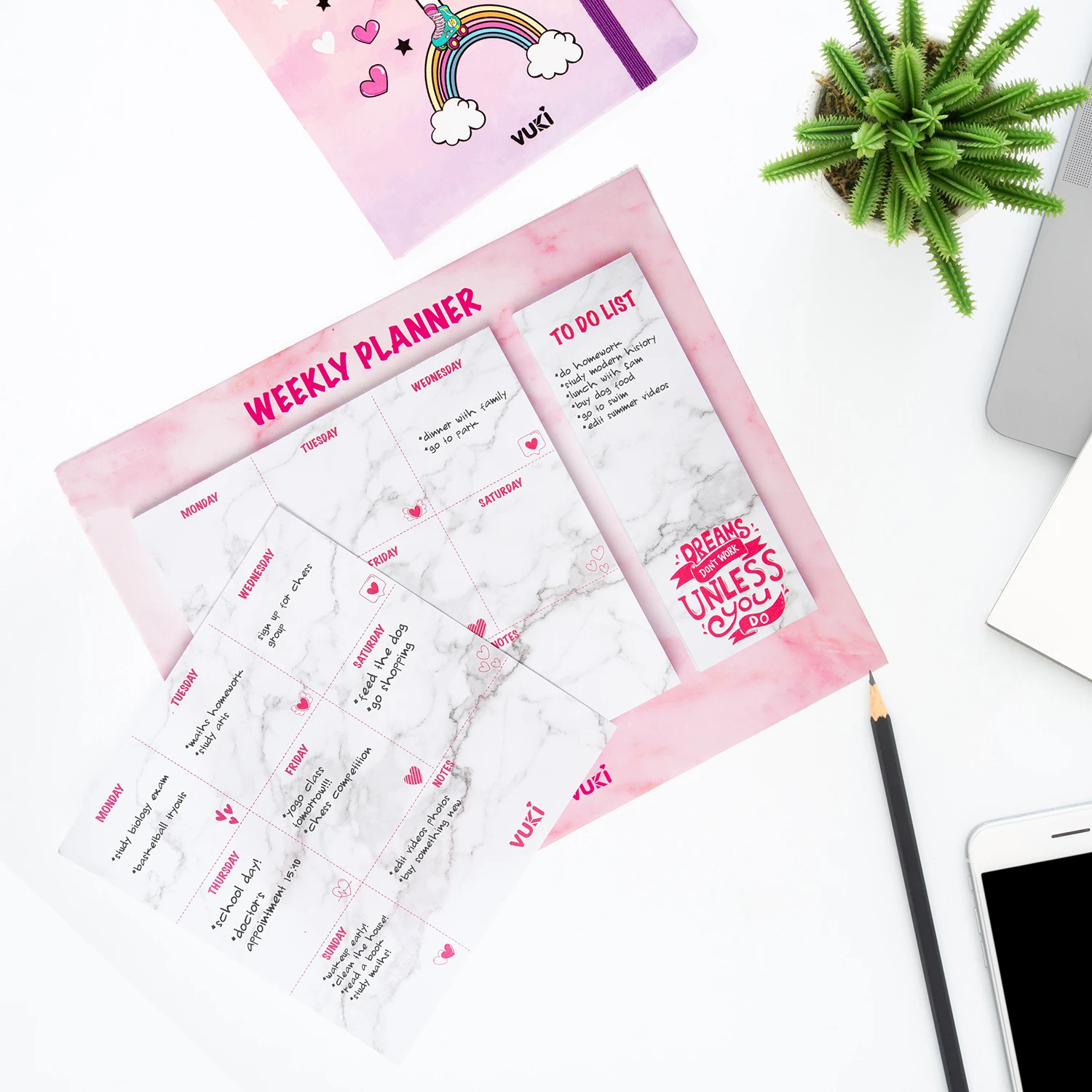 VUKİ - HAFTALIK PLANLAYICI BÜYÜK (PEMBE MER.)-1/S