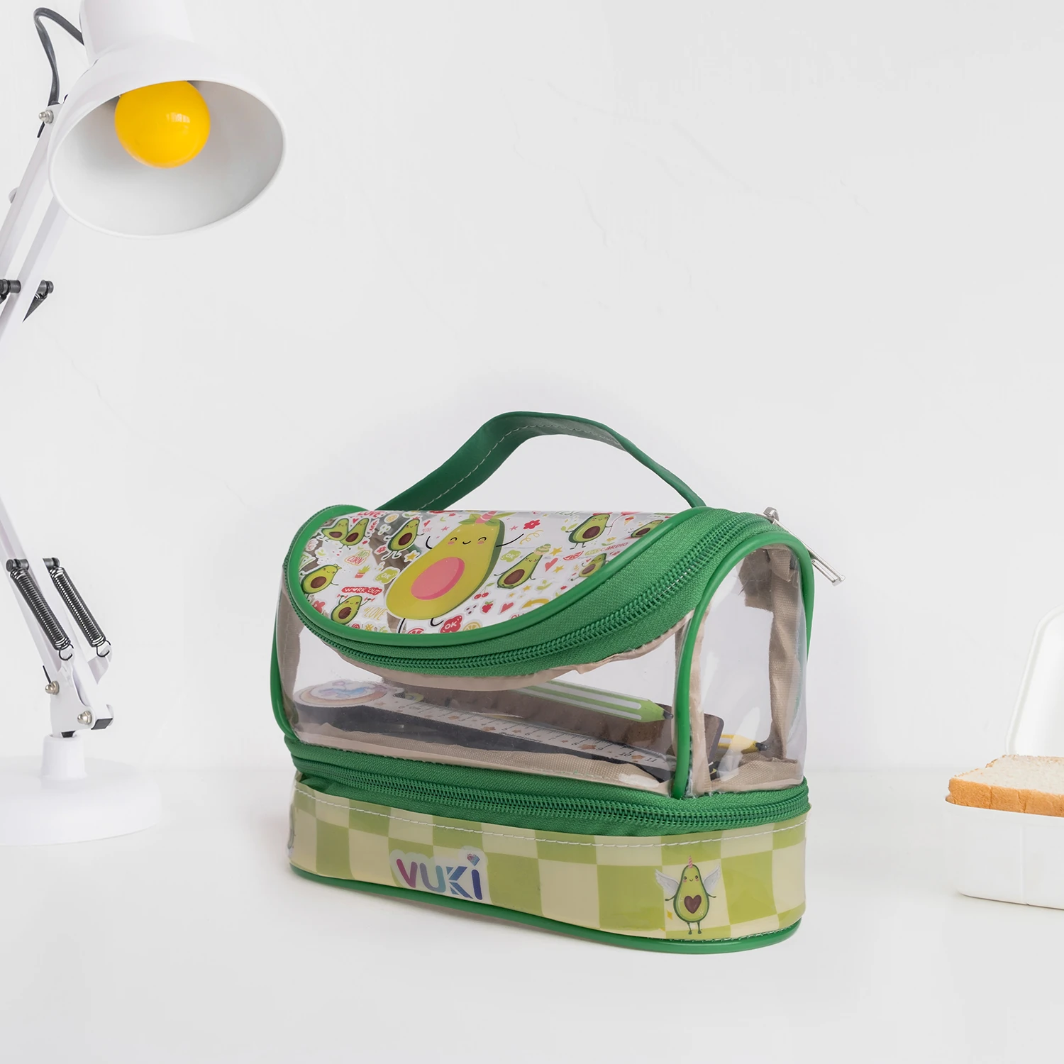 VUKİ - DESENLİ MEGA BOY KALEM ÇANTASI (AVOKADO)-1/