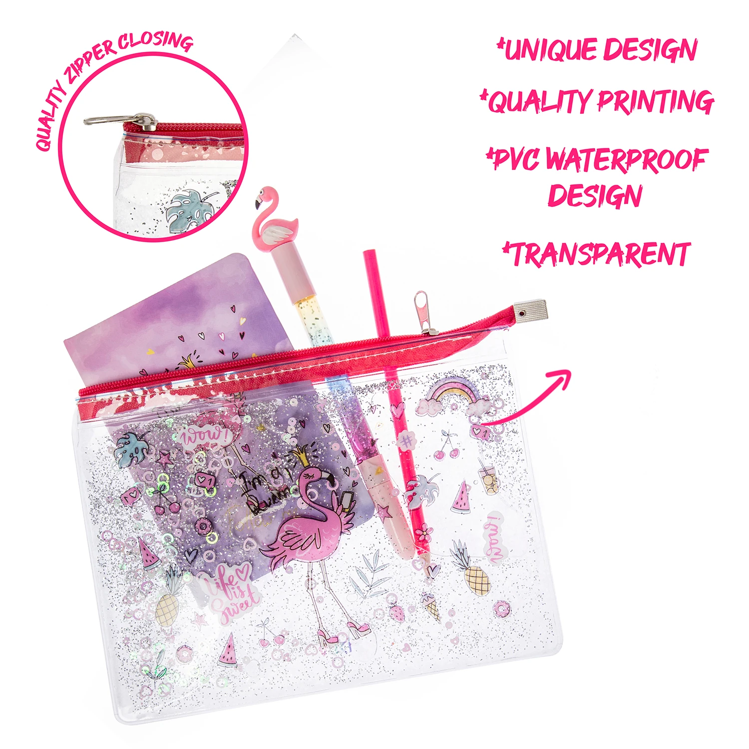 VUKİ - SULU FERM. ŞEFFAF DOSYA (A5) (FLAMINGO)-1/S