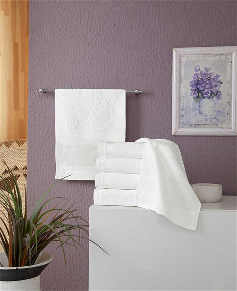 Fiesta Soft Etamin Jakarlı Havlu/ Adet Beyaz Çeşit./30X50/2819-1