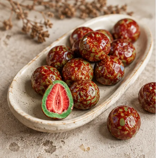 Karpuzlu Ve Çilek Dolgulu Meyve Küpü Draje
