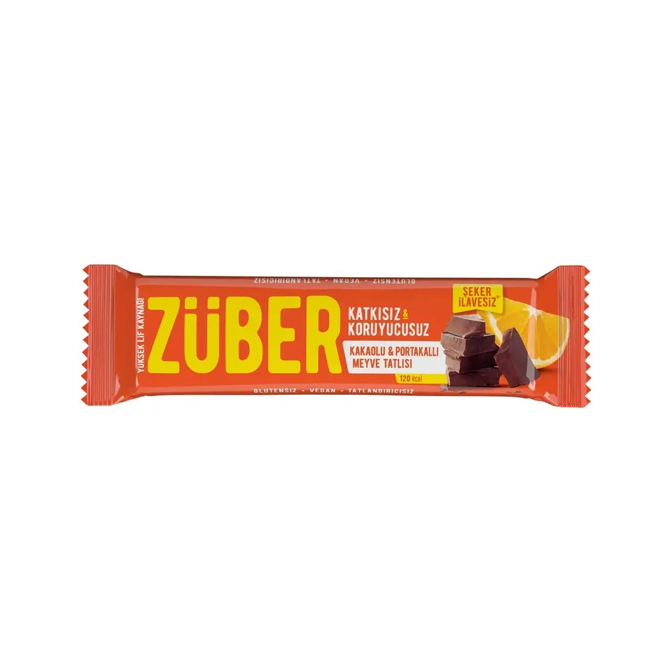 ZÜBER KAKAOLU VE PORTAKALLI MEYVE BAR 40 GR