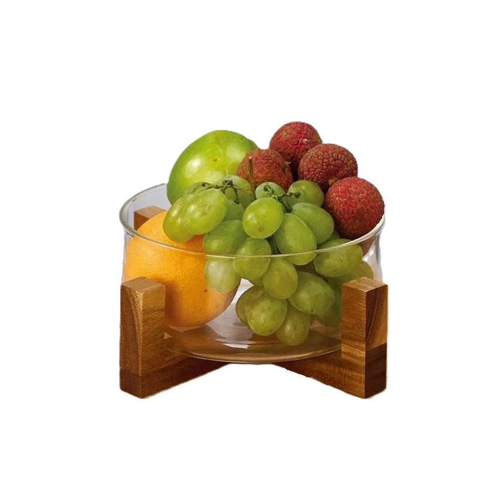 21.5 x 9.5 cm Ahşap Ayaklı Cam Kase