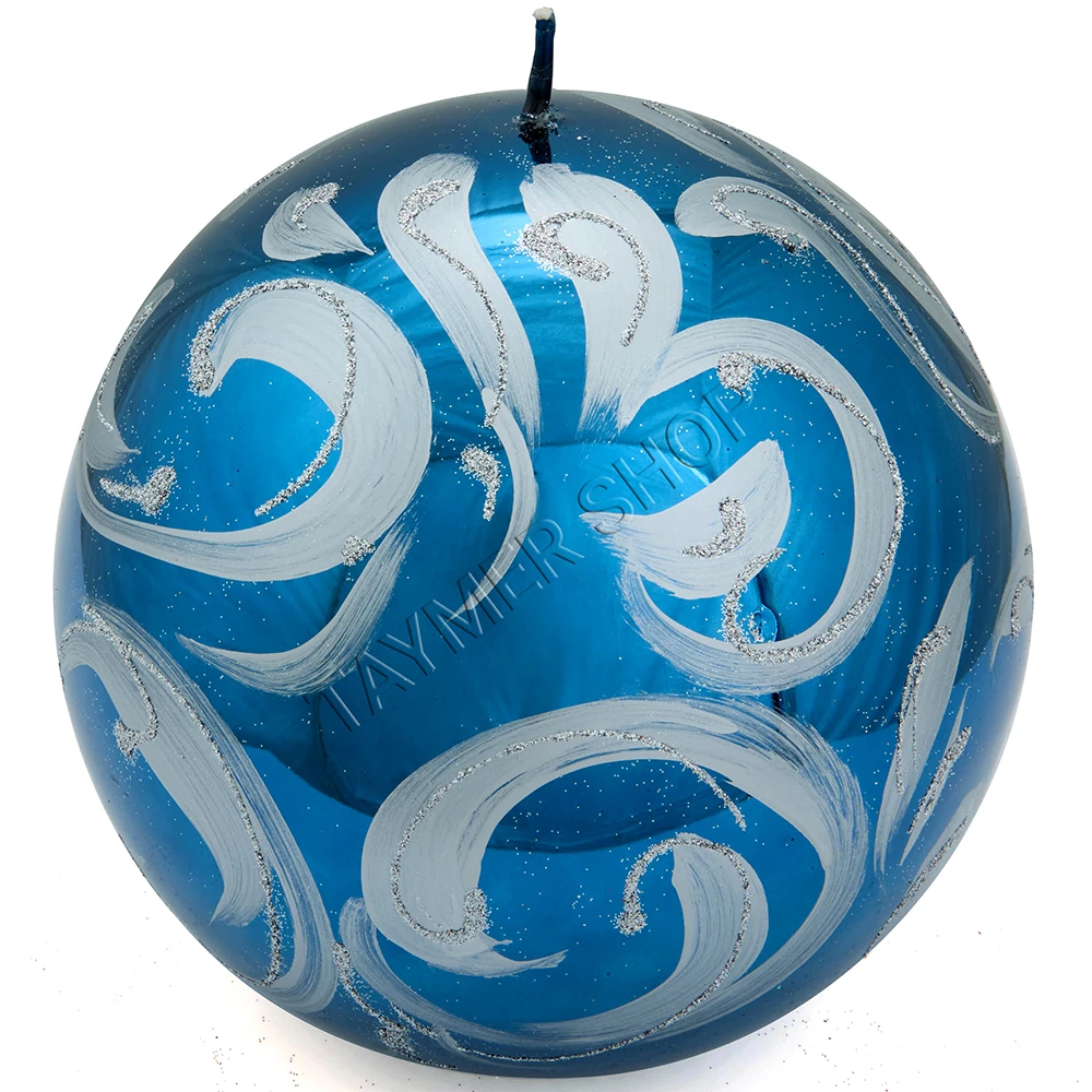 Metalik Lacivert, Gümüş Parıltılı Top Mum