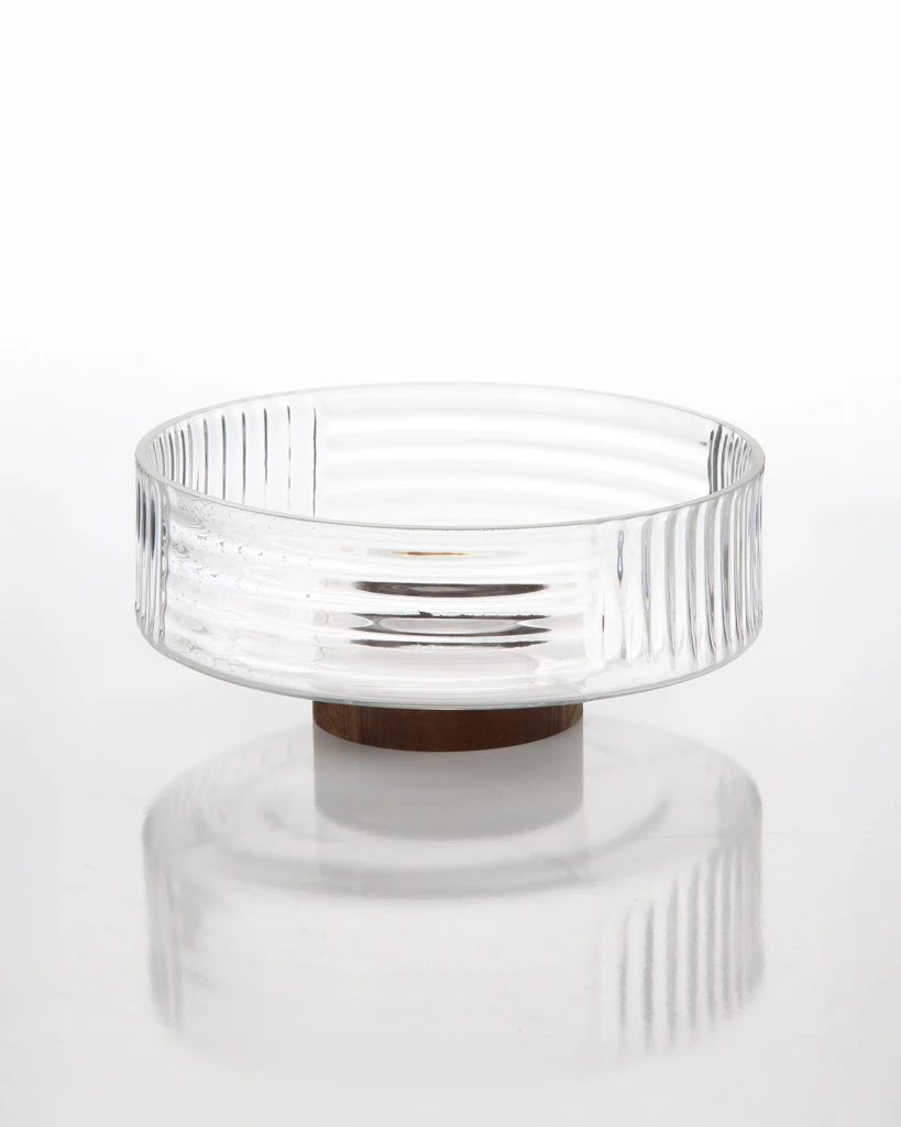 Ø 21 cm Ahşap Ayaklı Cam Kase