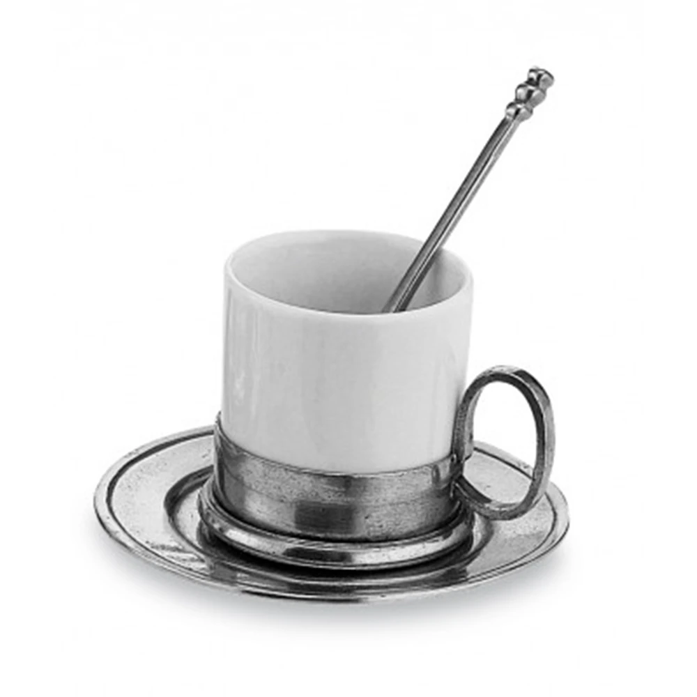 Seramik Kahve Fincanı & Kalay Tabağı ve Kaşığı