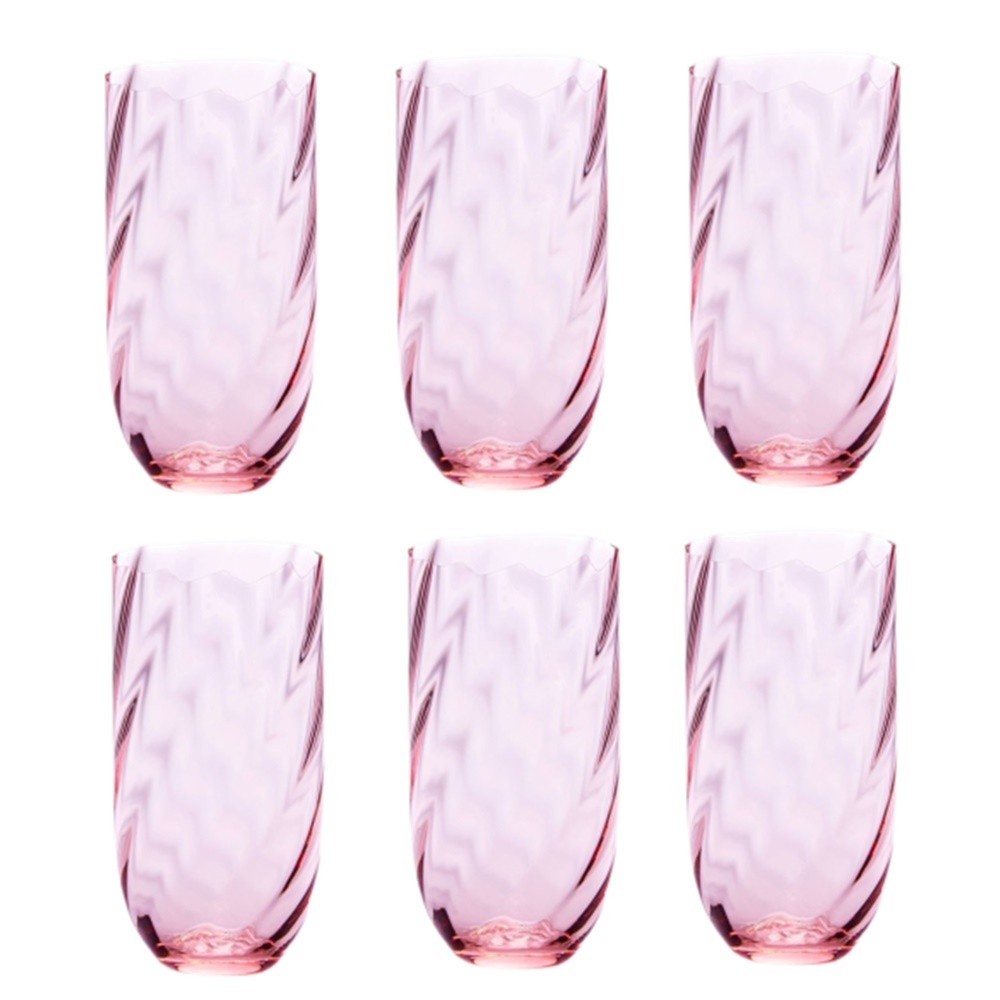 6 lı Uzun Su / Meşrubat Bardağı Pembe