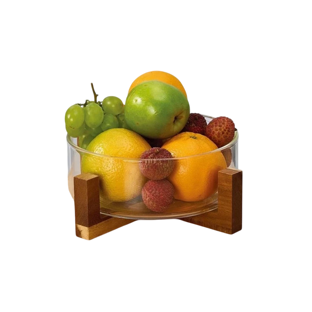 24.5 x 11.5 cm Ahşap Ayaklı Cam Kase