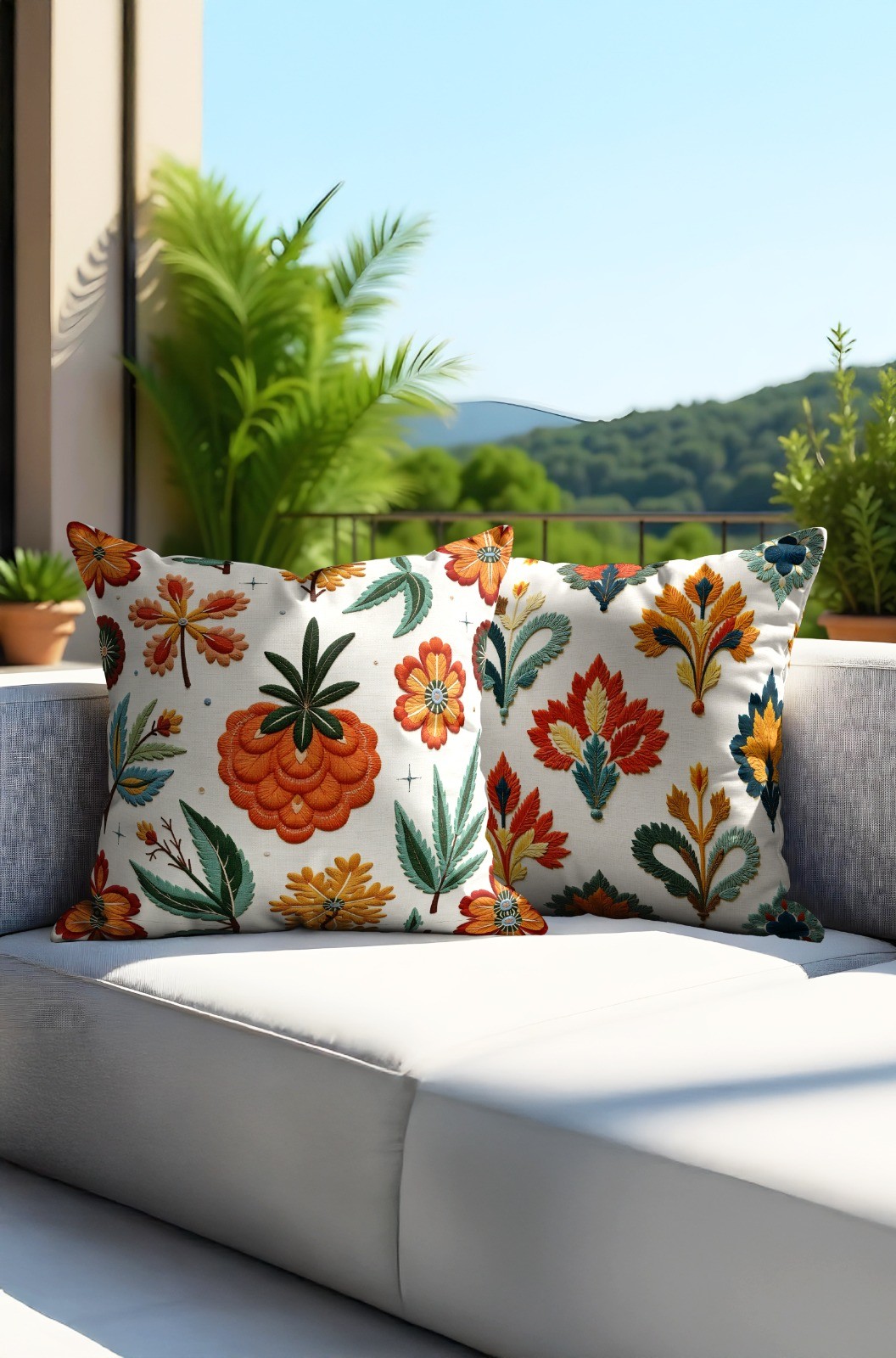 2li Set Dijital Baskı Punch Kırlent Kılıfı 43x43cm - v38 image