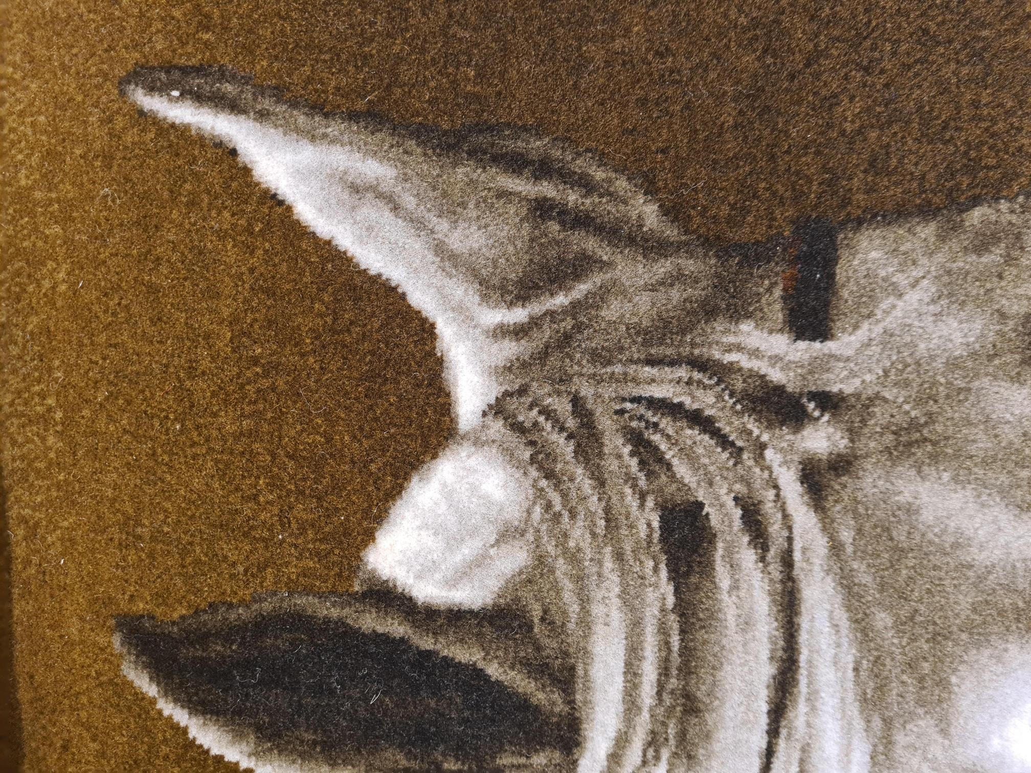 İran El Dokuması Tablo Halı 57x76cm - Beyaz At