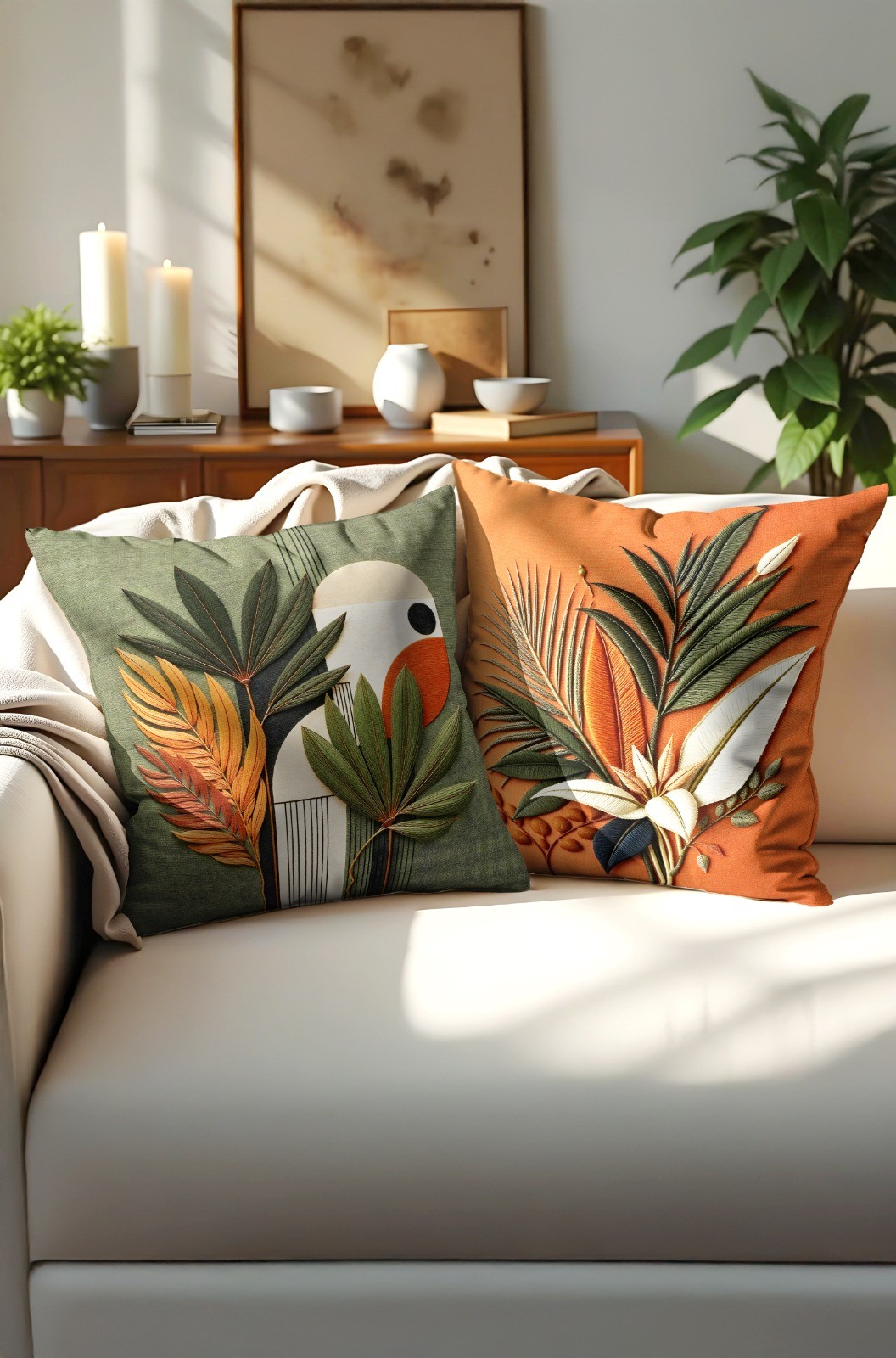 2li Set Dijital Baskı Punch Kırlent Kılıfı 43x43cm - v27 image