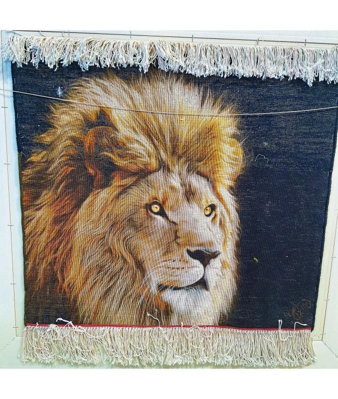 İran El Dokuması Tablo Halı 66x86cm - Aslan
