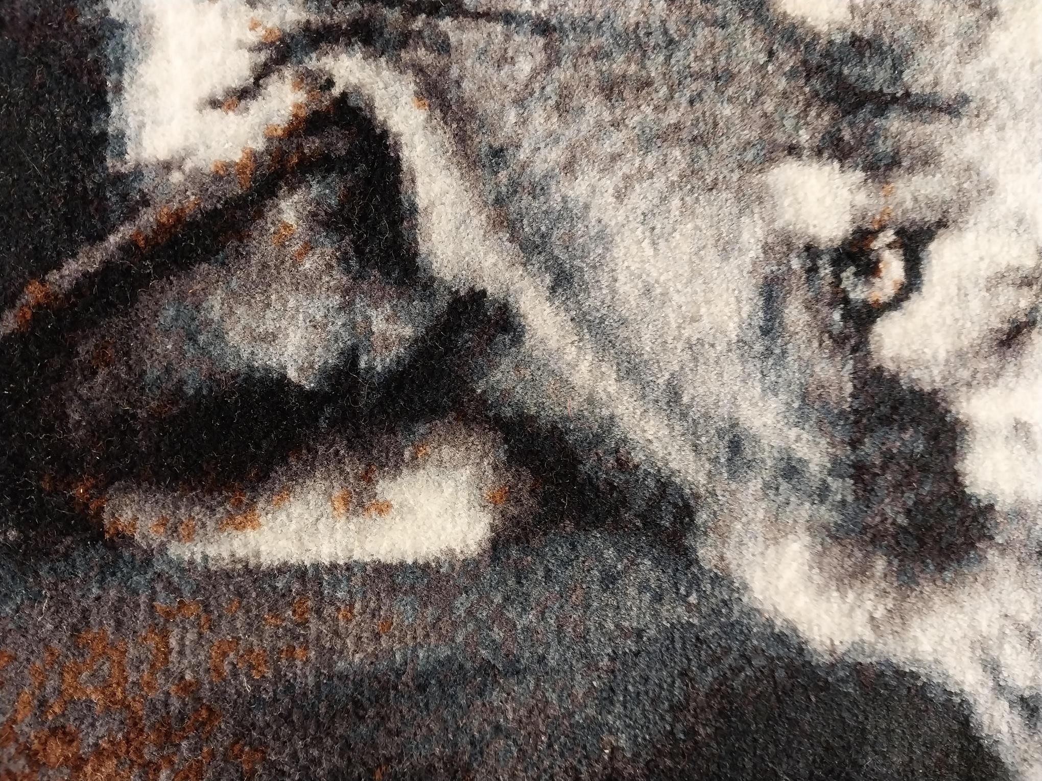 İran El Dokuması Tablo Halı 40x55cm - Tek Kurt