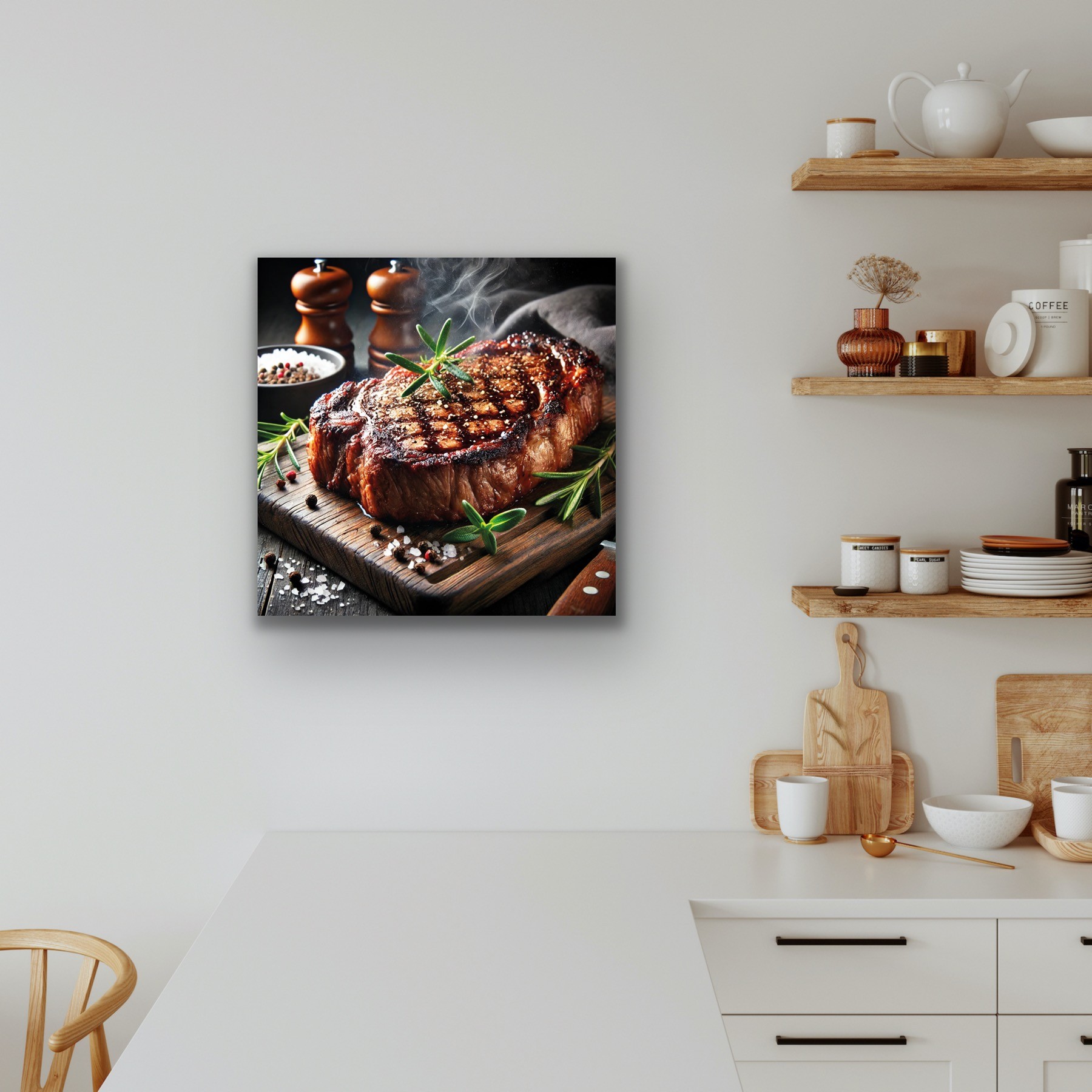 MOR092409 - Biftek (Steak) Kanvas Tablo 90x90cm