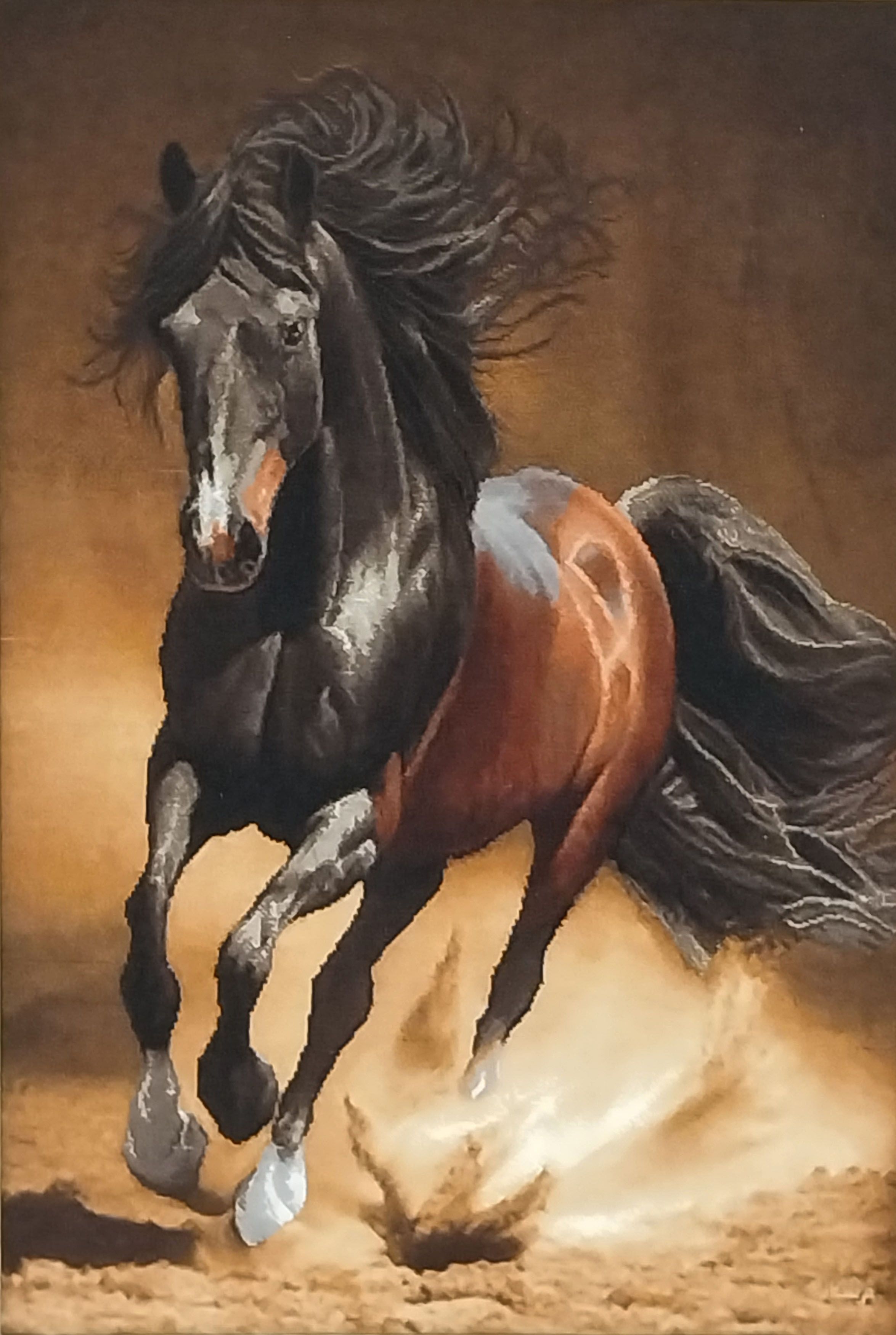 İran El Dokuması Tablo Halı 59x76cm - Koşan At