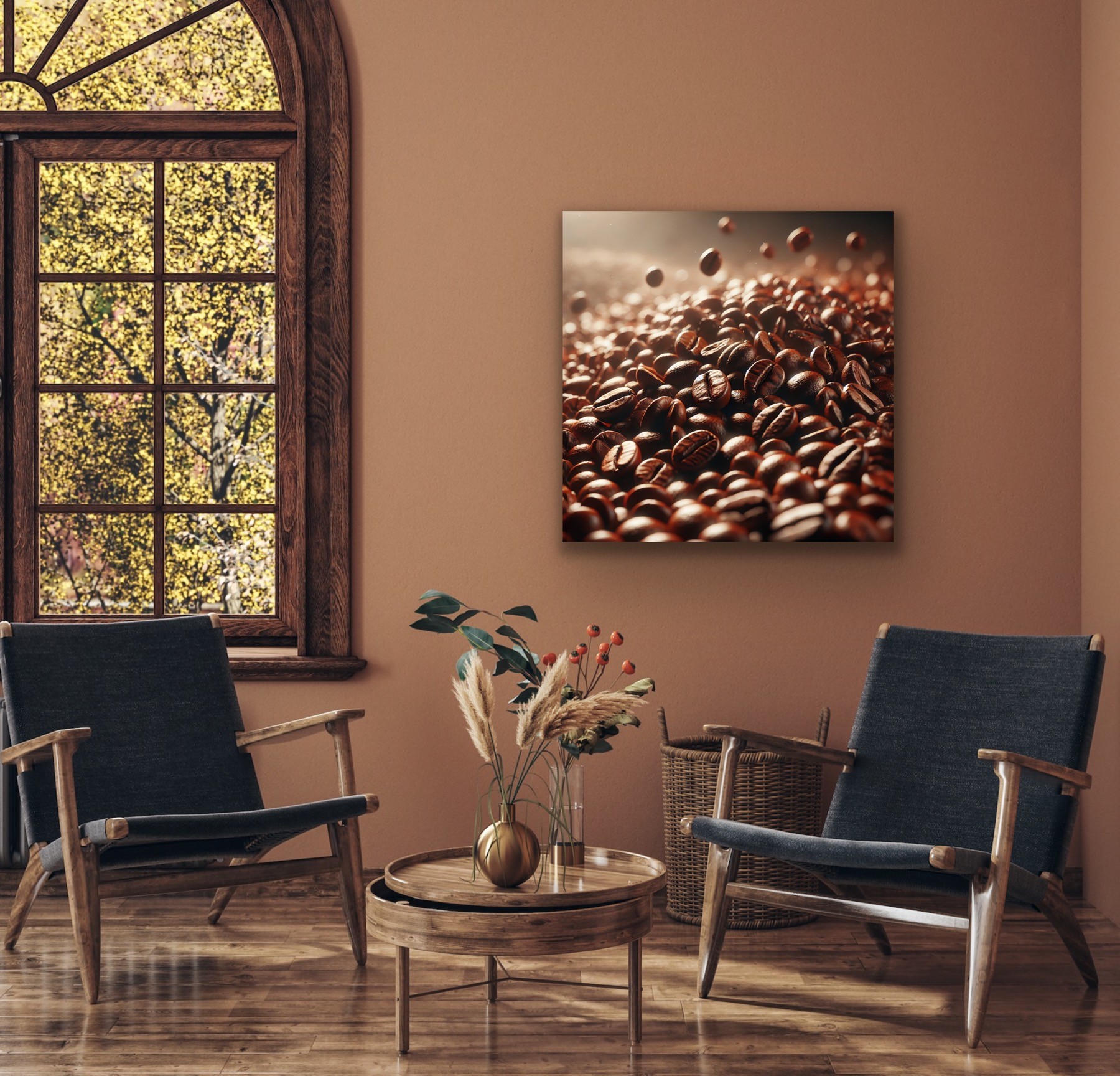 Kahve Çekirdekleri Kanvas Tablo 90X90cm