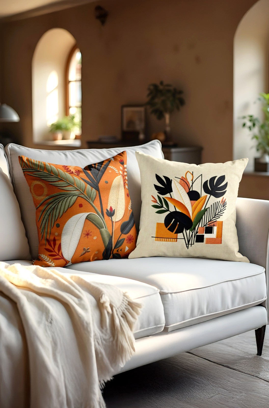 2li Set Dijital Baskı Punch Kırlent Kılıfı 43x43cm - v28 image