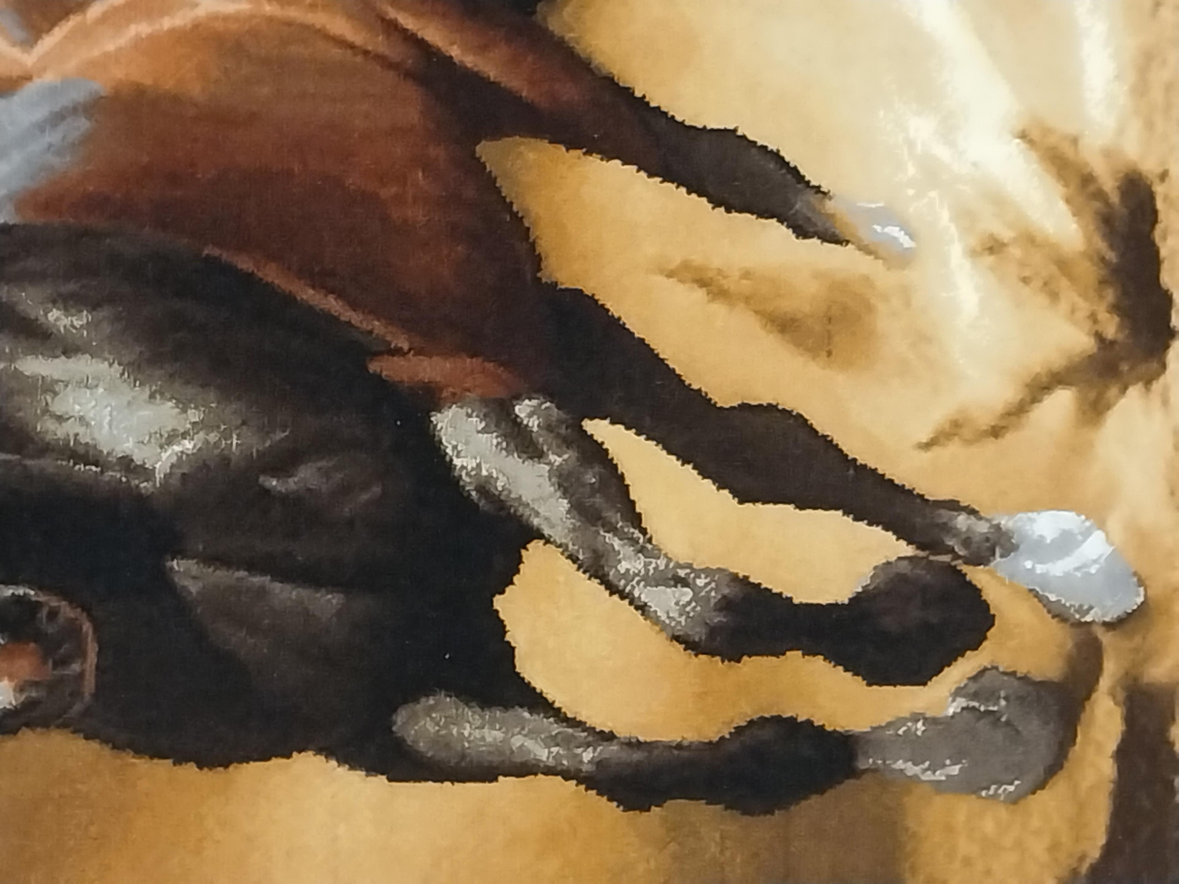 İran El Dokuması Tablo Halı 59x76cm - Koşan At
