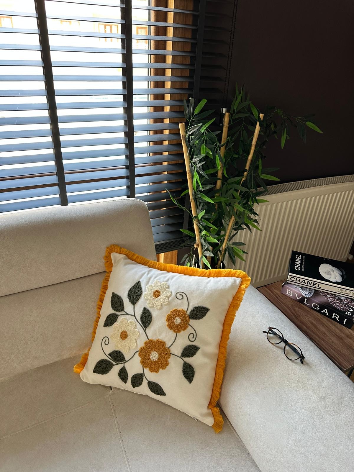 2li Desenli Saçaklı Punch Kırlent Kılıfı 43x43cm - v4