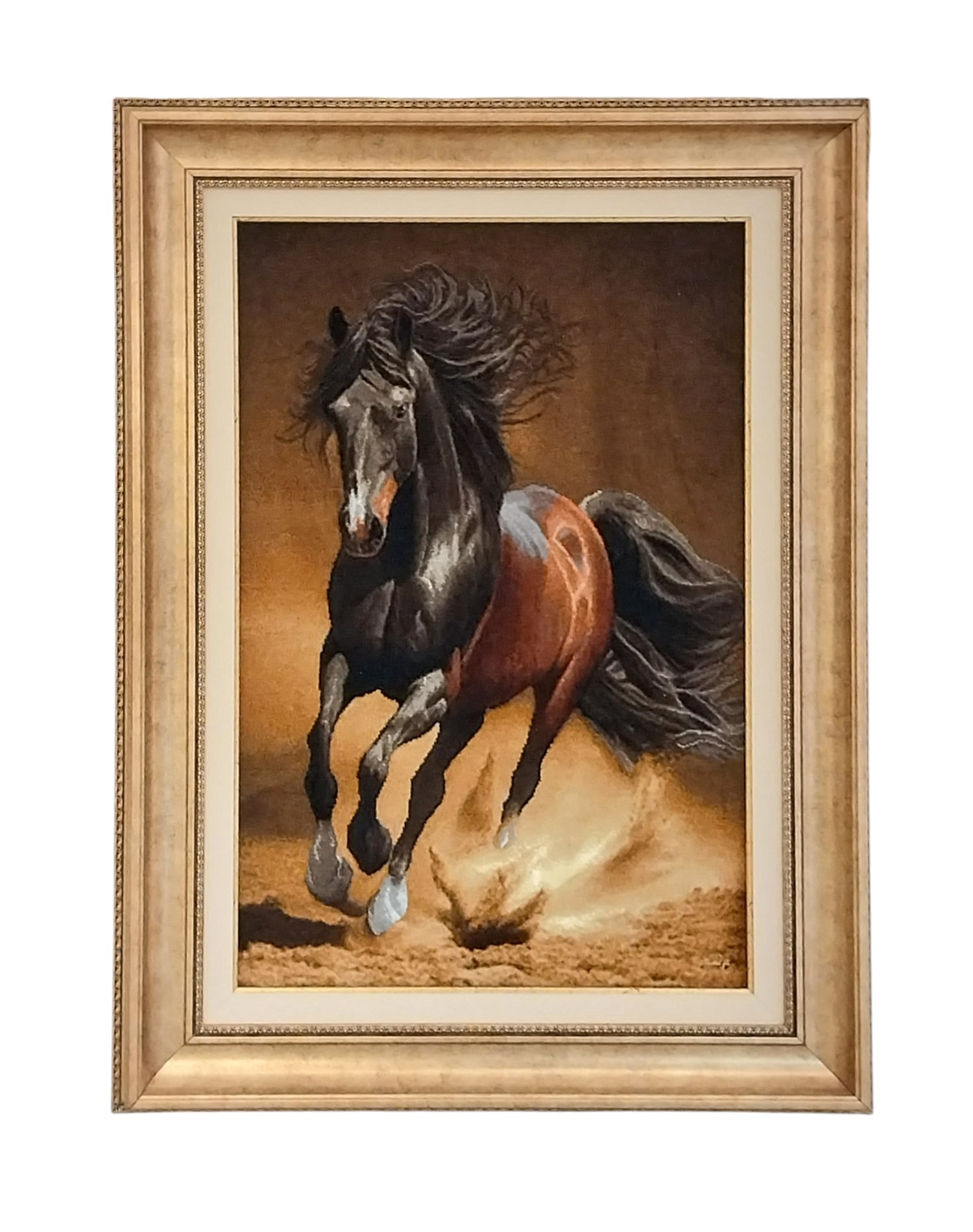 İran El Dokuması Tablo Halı 59x76cm - Koşan At image