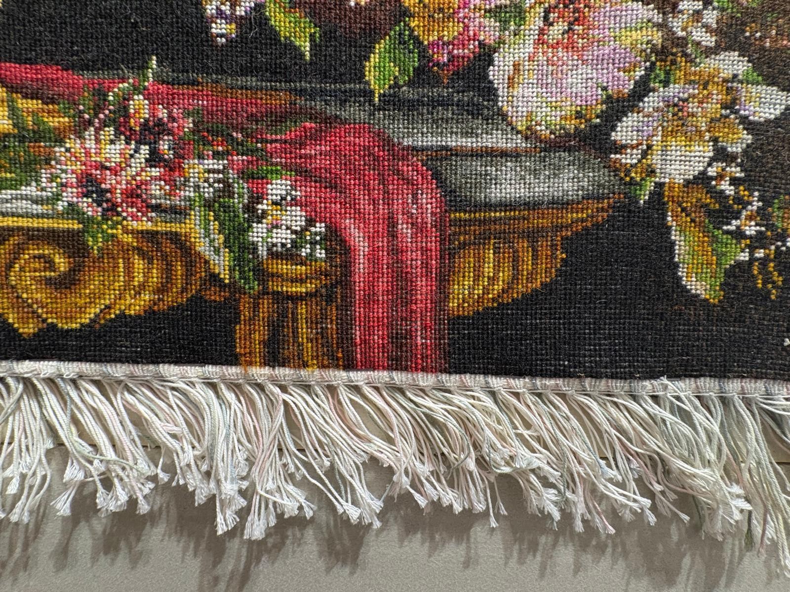 İran El Dokuması Tablo Halı 53x79cm - Çiçekler