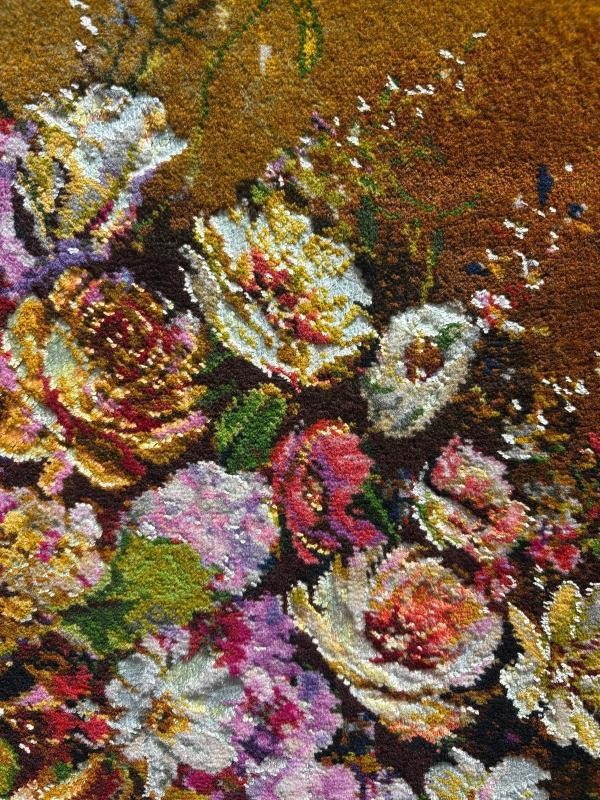 İran El Dokuması Tablo Halı 53x79cm - Çiçekler