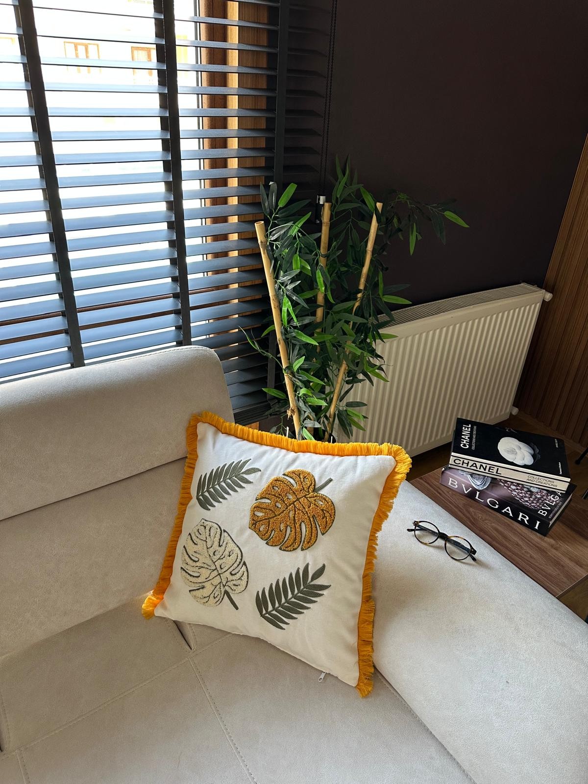 2li Desenli Saçaklı Punch Kırlent Kılıfı 43x43cm - v5