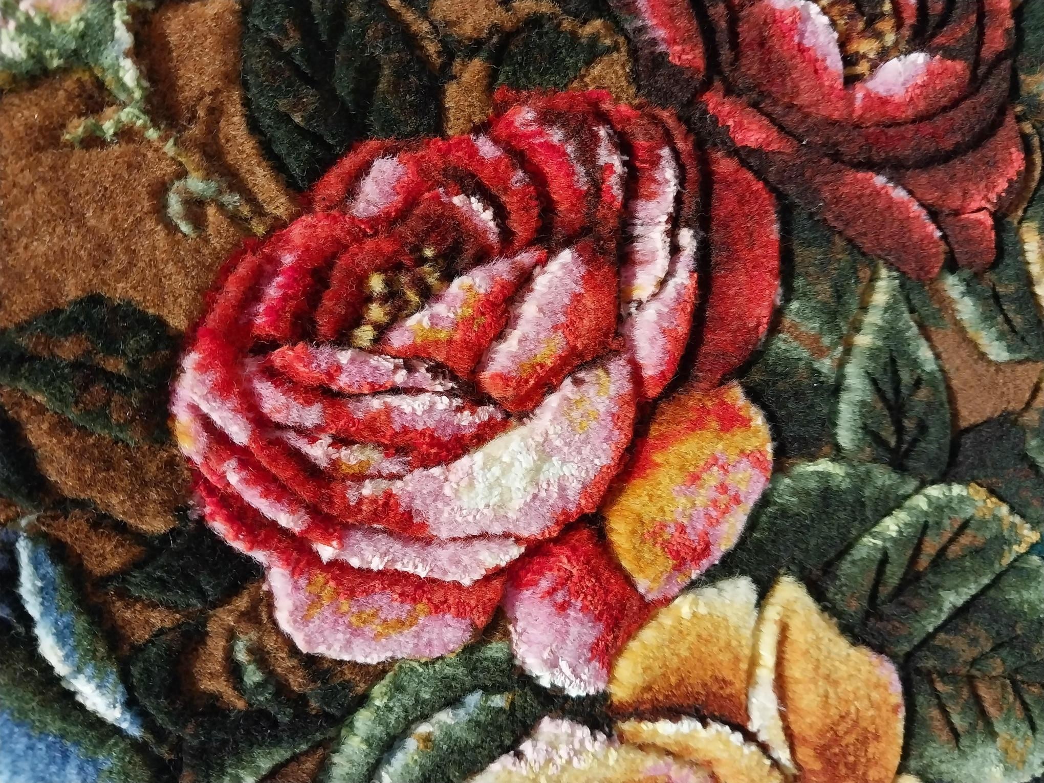İran El Dokuması Tablo Halı 36x53cm - Gül Vazo