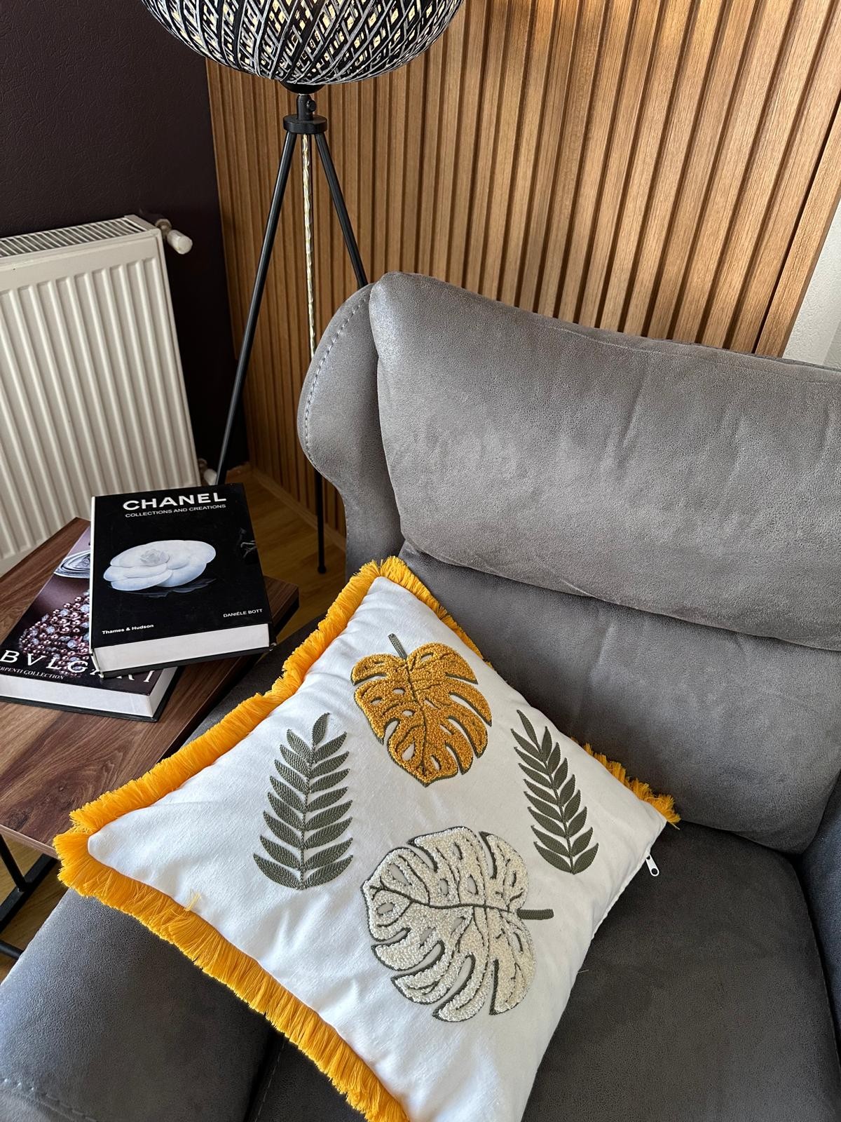 2li Desenli Saçaklı Punch Kırlent Kılıfı 43x43cm - v5