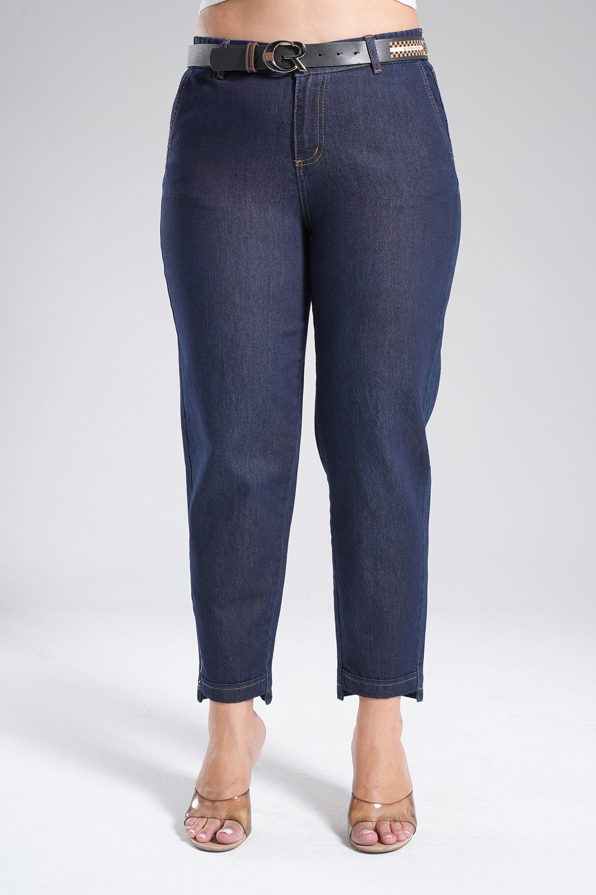 Kadın Bel Lastik Paça Duble Detaylı Mom Jean Pantolon 10613