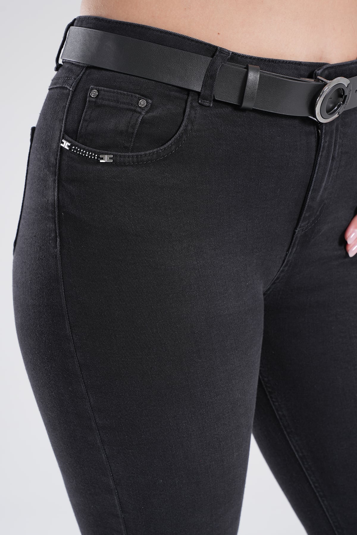 Kadın Paça Püskül Detaylı  İspanyol Jean  Pantolon 10569