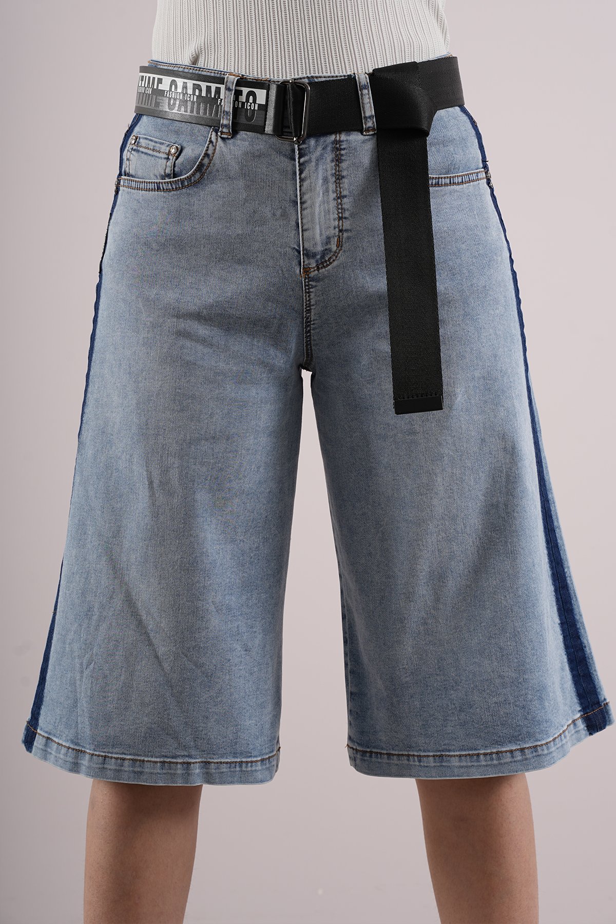 Kadın Yan Peçli Jean Kapri 10522