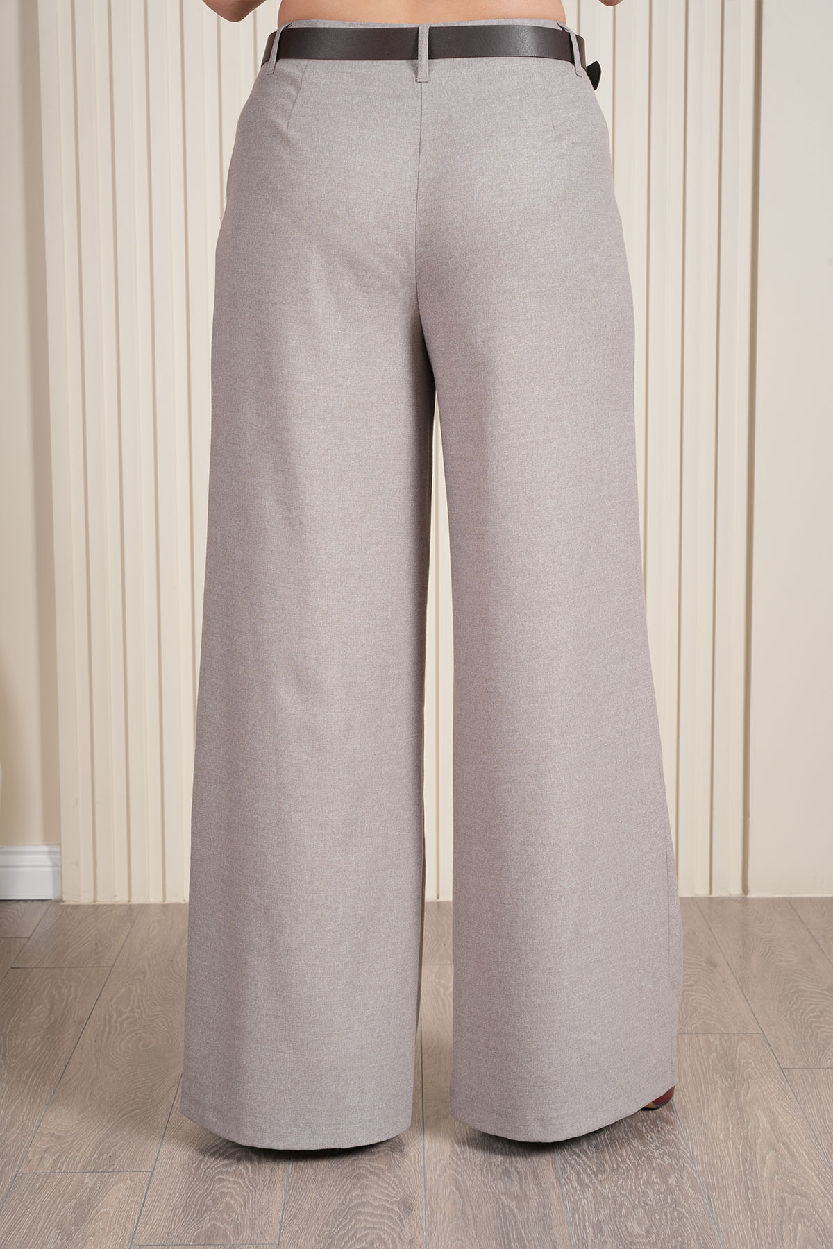 Kadın Pileli Kaşe Klasik Palazzo Pantolon 1818