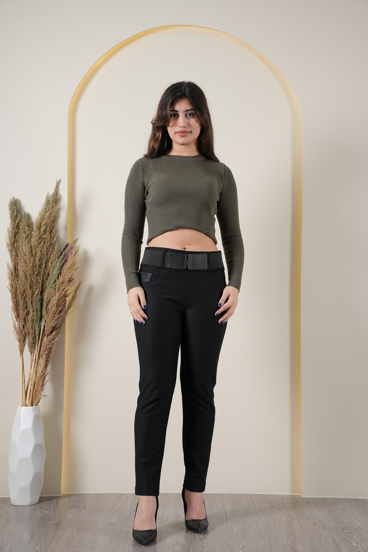 İthal Örme En boy Likralı Kadın Dar Paça Pantolon 10272