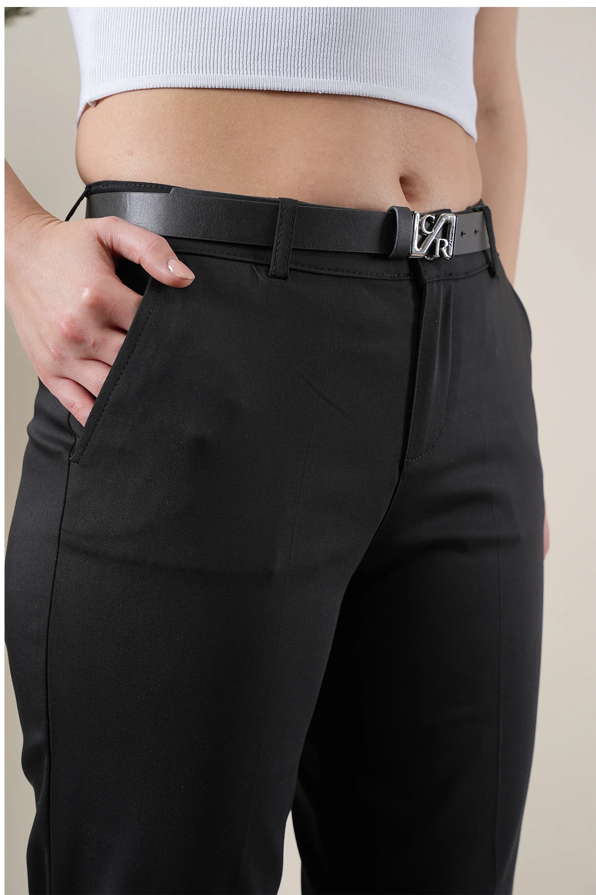 Kadın Likralı Paça Çıt Çıt Detaylı Mom Pantolon 10442