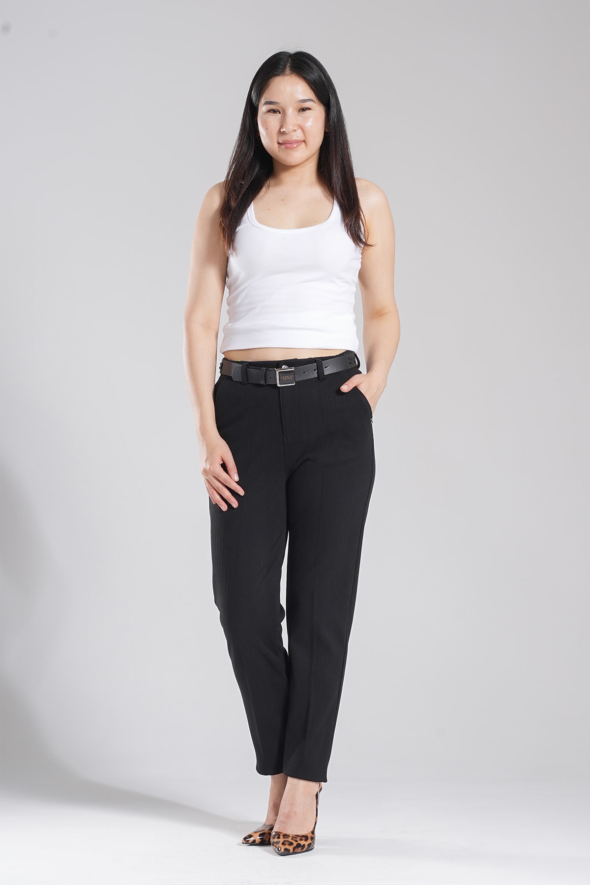 Kadın Bel Lastikli Kadife Mom Pantolon 10641 - Siyah