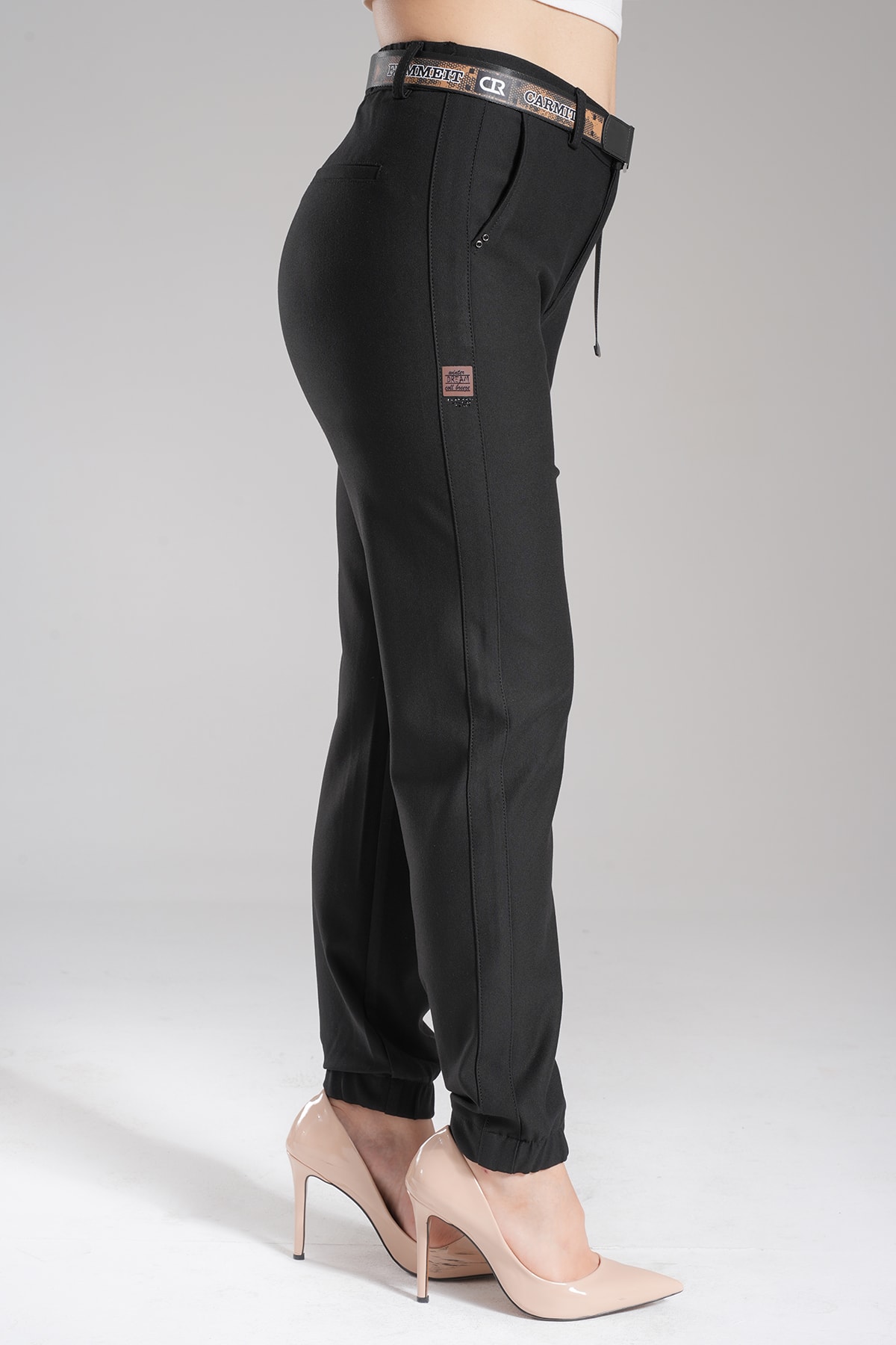Kadın Bel Ve Paça Lastik Detalı Mom Jogger Örme Pantolon 10628
