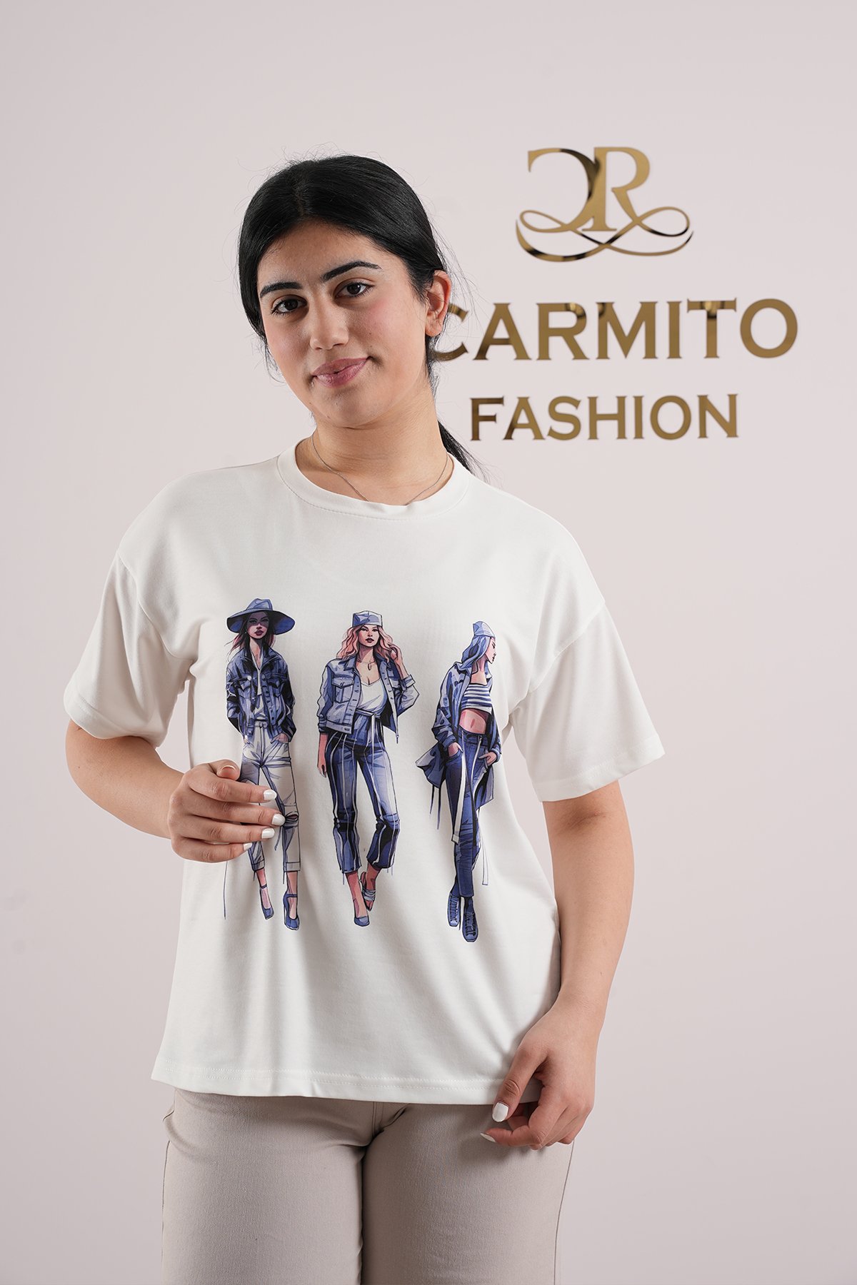 Kadın Kız Baskılı T-Shirt 1015
