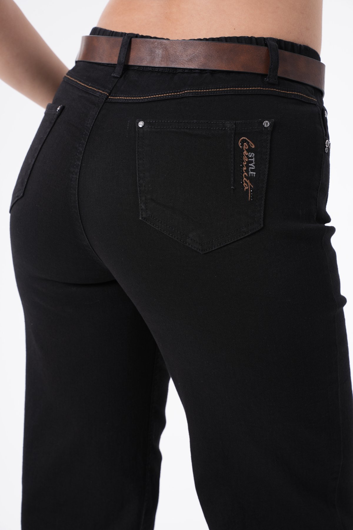 Yüksek Bel Likralı Beli Lastikli Jean Palazzo Kadın Pantolon 10333