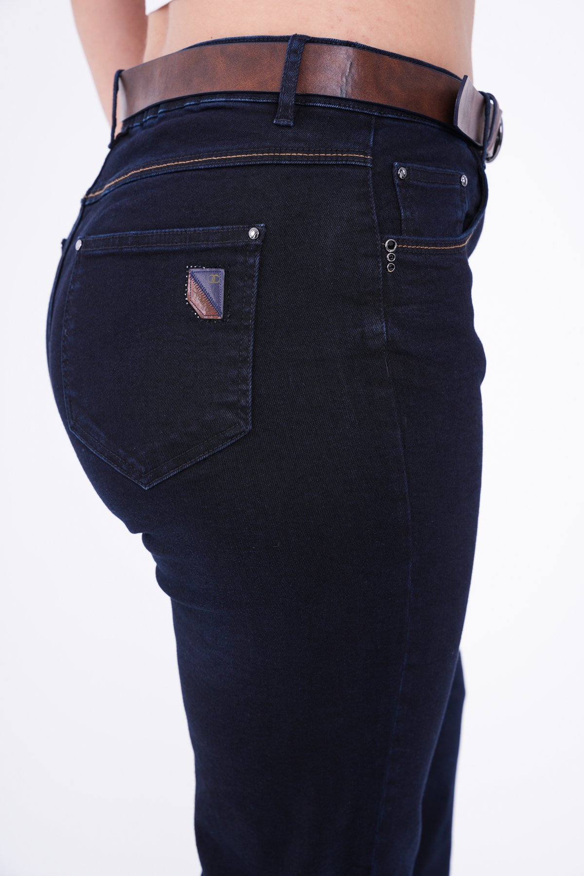 Likralı Yüksek Bel Boru Paça Jean Kadın Pantolon 10277