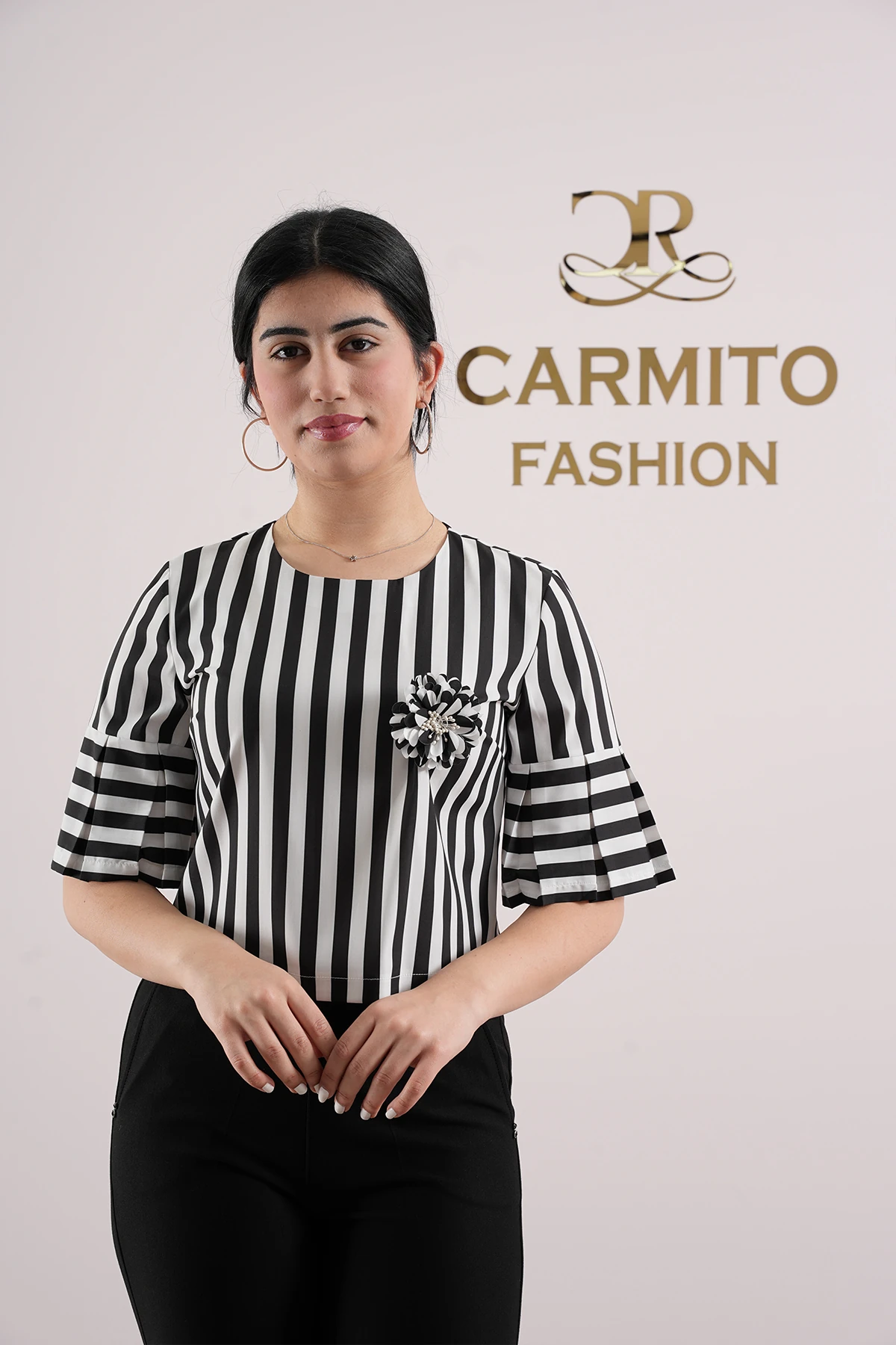 Kadın Midi Boy  Kol Fırfır Detaylı Gömlek 1004