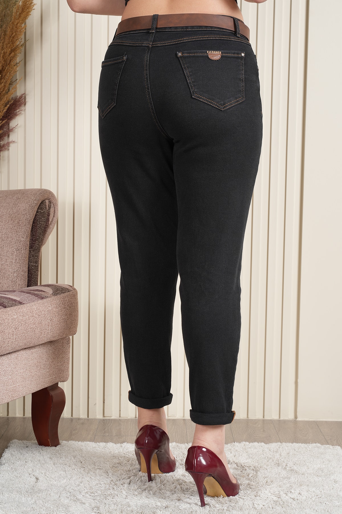 Kadın Paça Katlama Detaylı Mom Jean Pantolon 10653