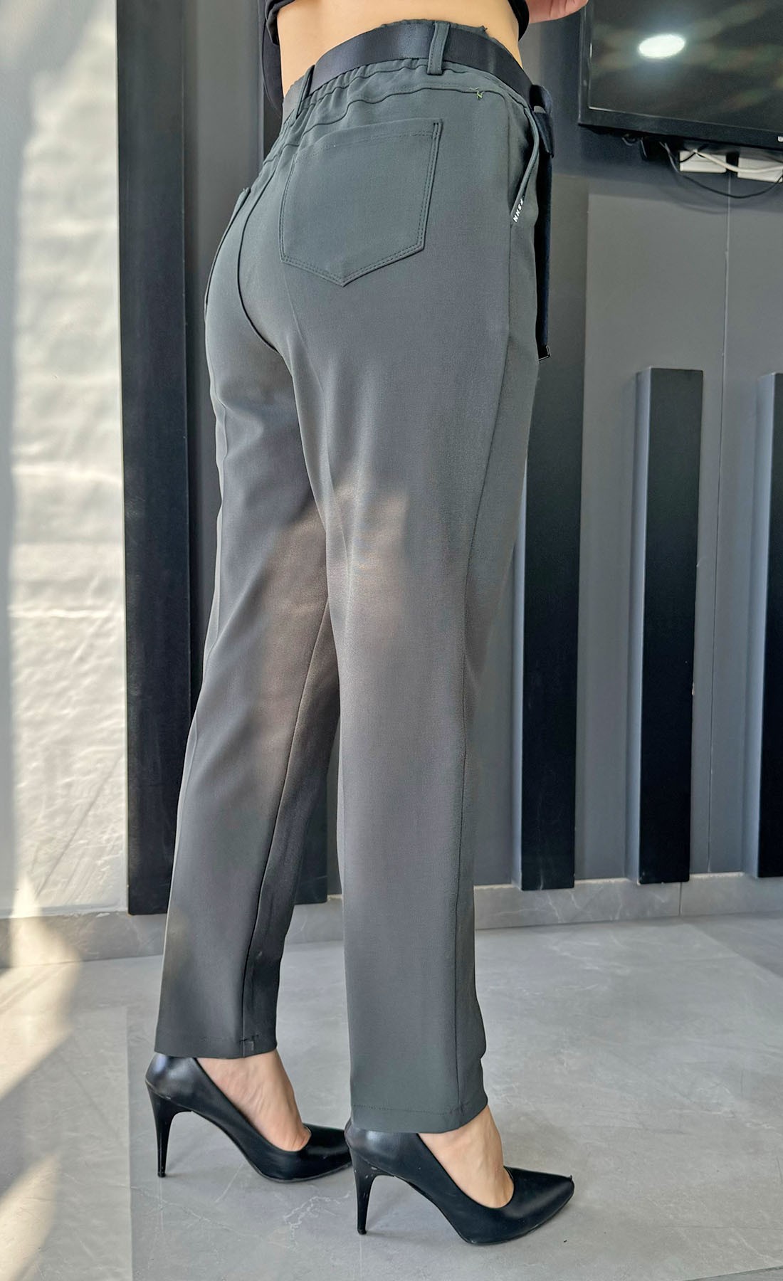 En Boy Likralı İthal Örme Mom Kadın Pantolon 10257