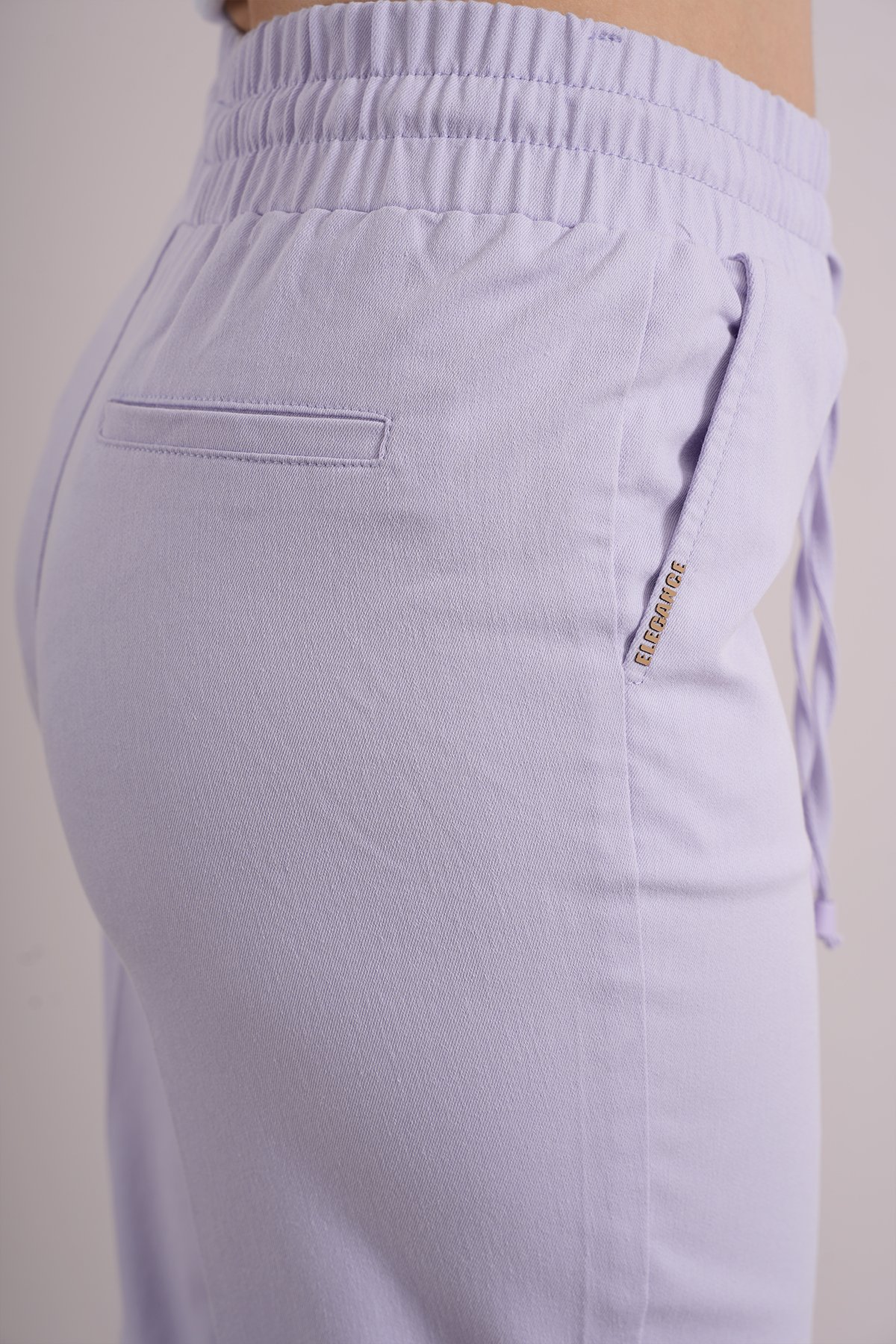 Kadın Bel Lastikli Paça Çıt Çıtlı Kumaş Pantolon 10510