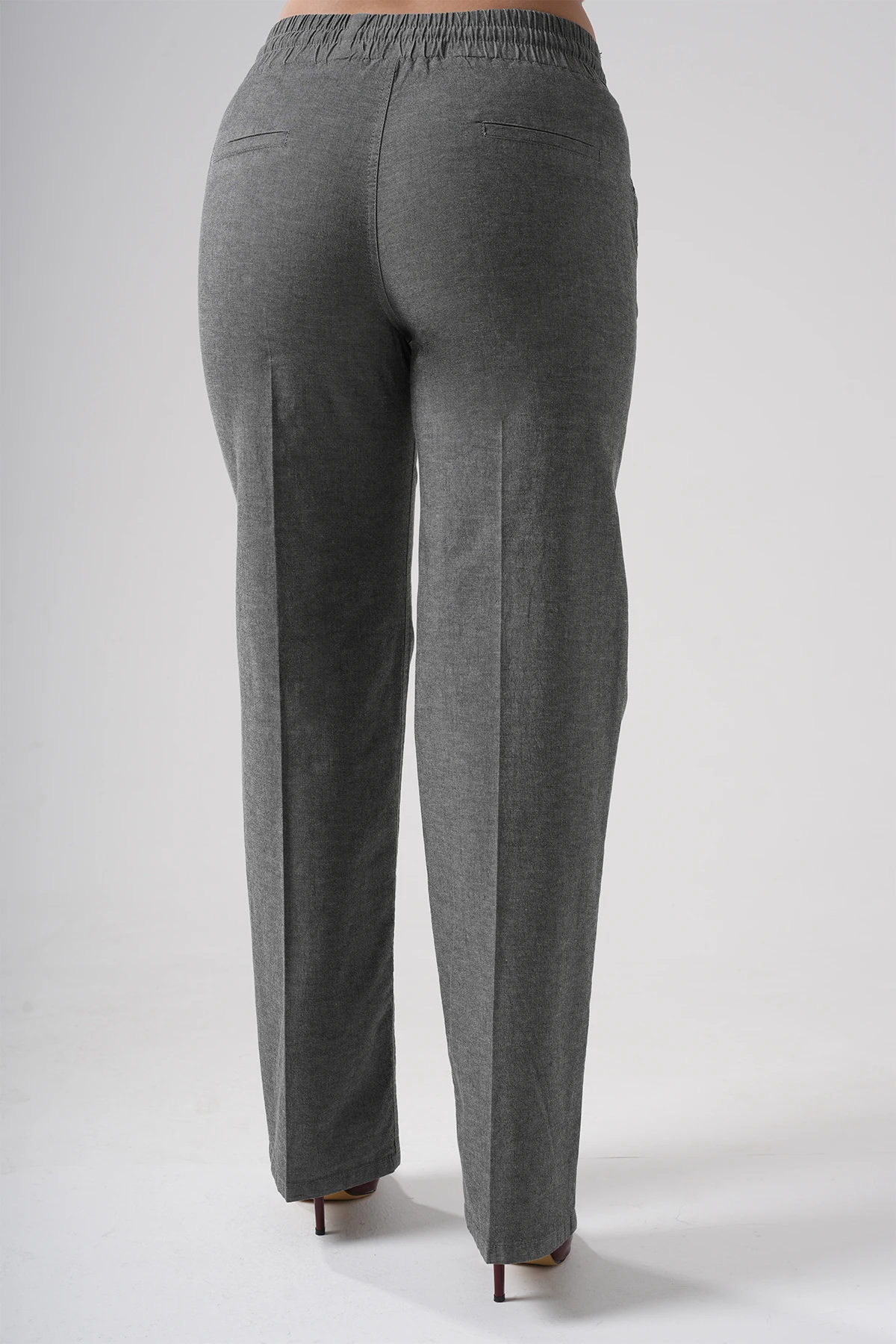 Kadın Bel Lastikli Baskı Detaylı Palazzo Pantolon 10517