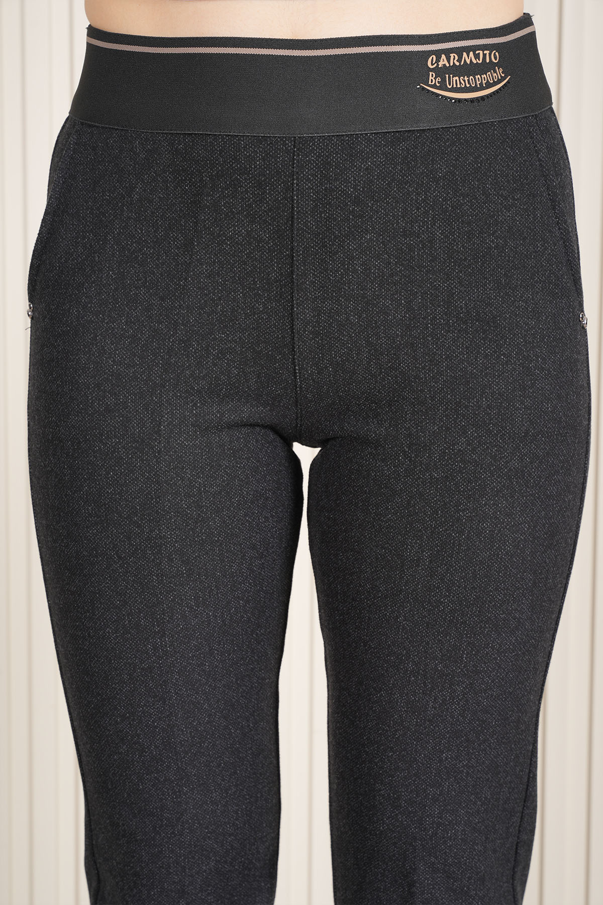 Kadın Bel Özel Tasarım Lastikli Kaşe Kumaş İspanyol Pantolon 10672