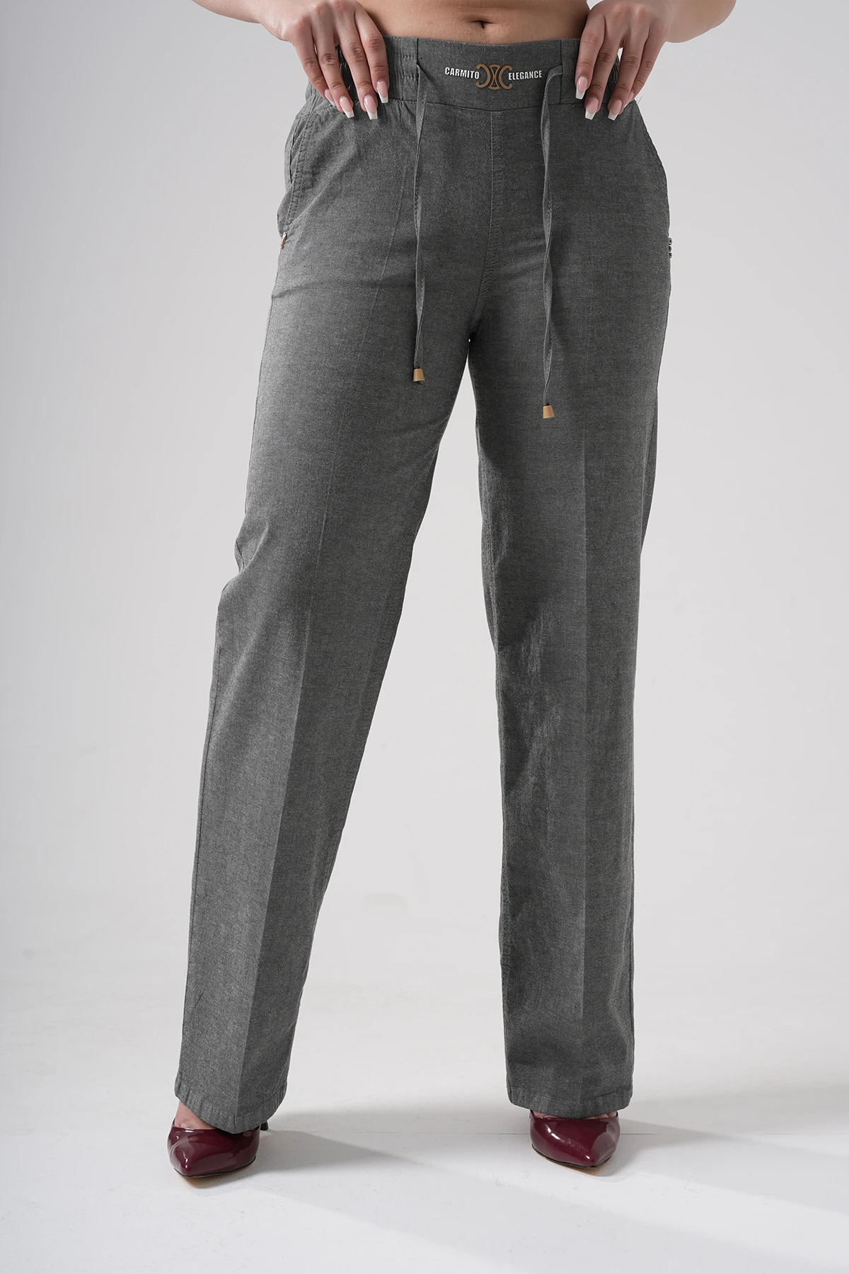 Kadın Bel Lastikli Baskı Detaylı Palazzo Pantolon 10517