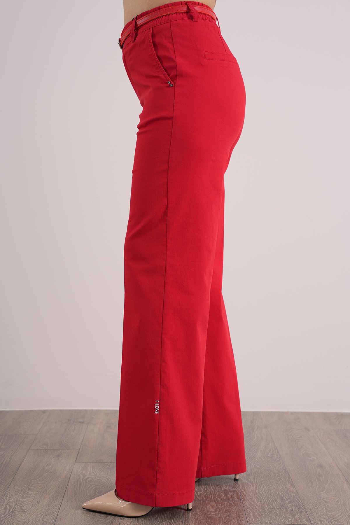 Kadın Beli Lastıklı Palazzo  Kumaş Pantolon 10508
