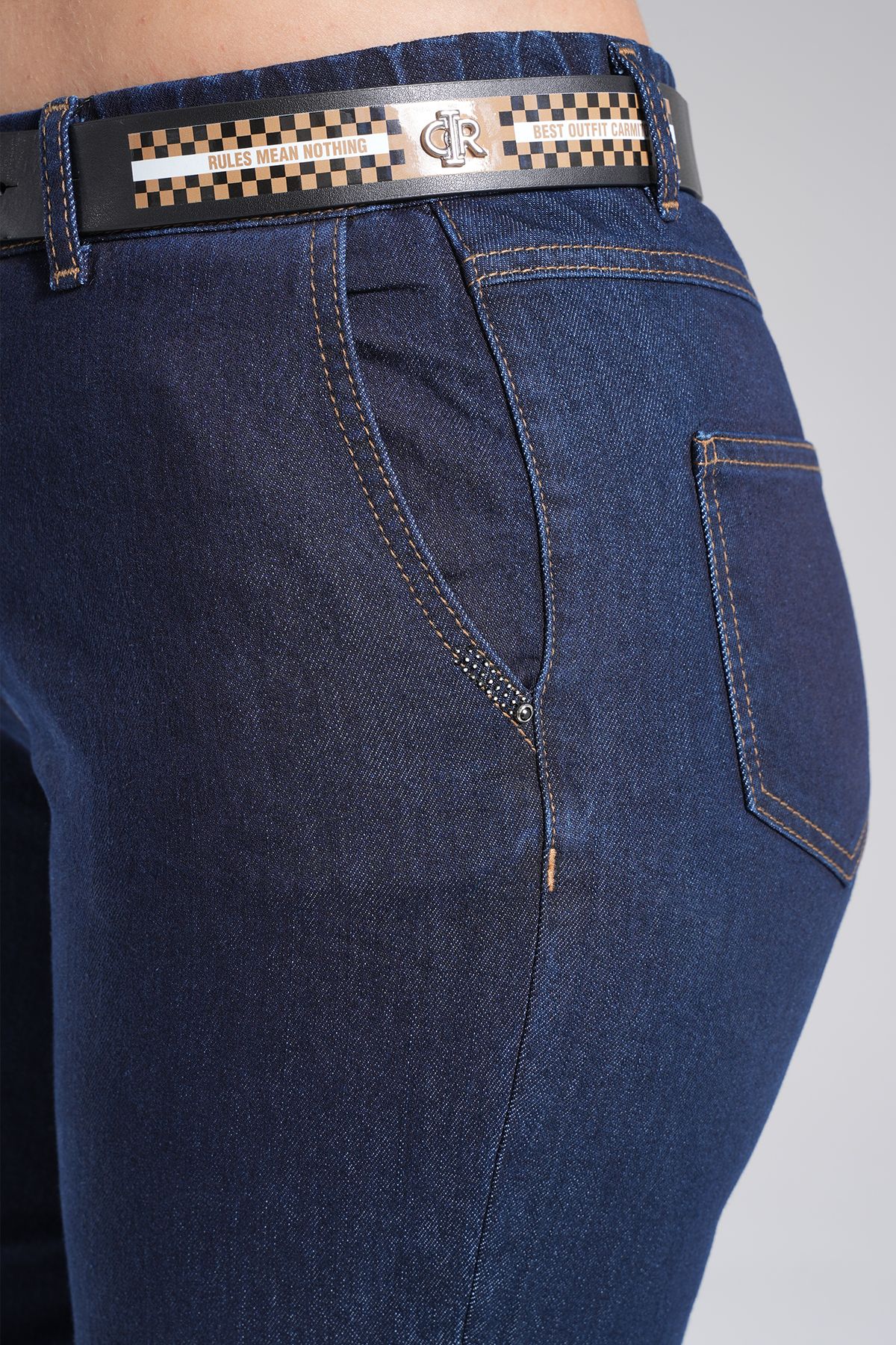 Kadın Bel Lastik Paça Duble Detaylı Mom Jean Pantolon 10613