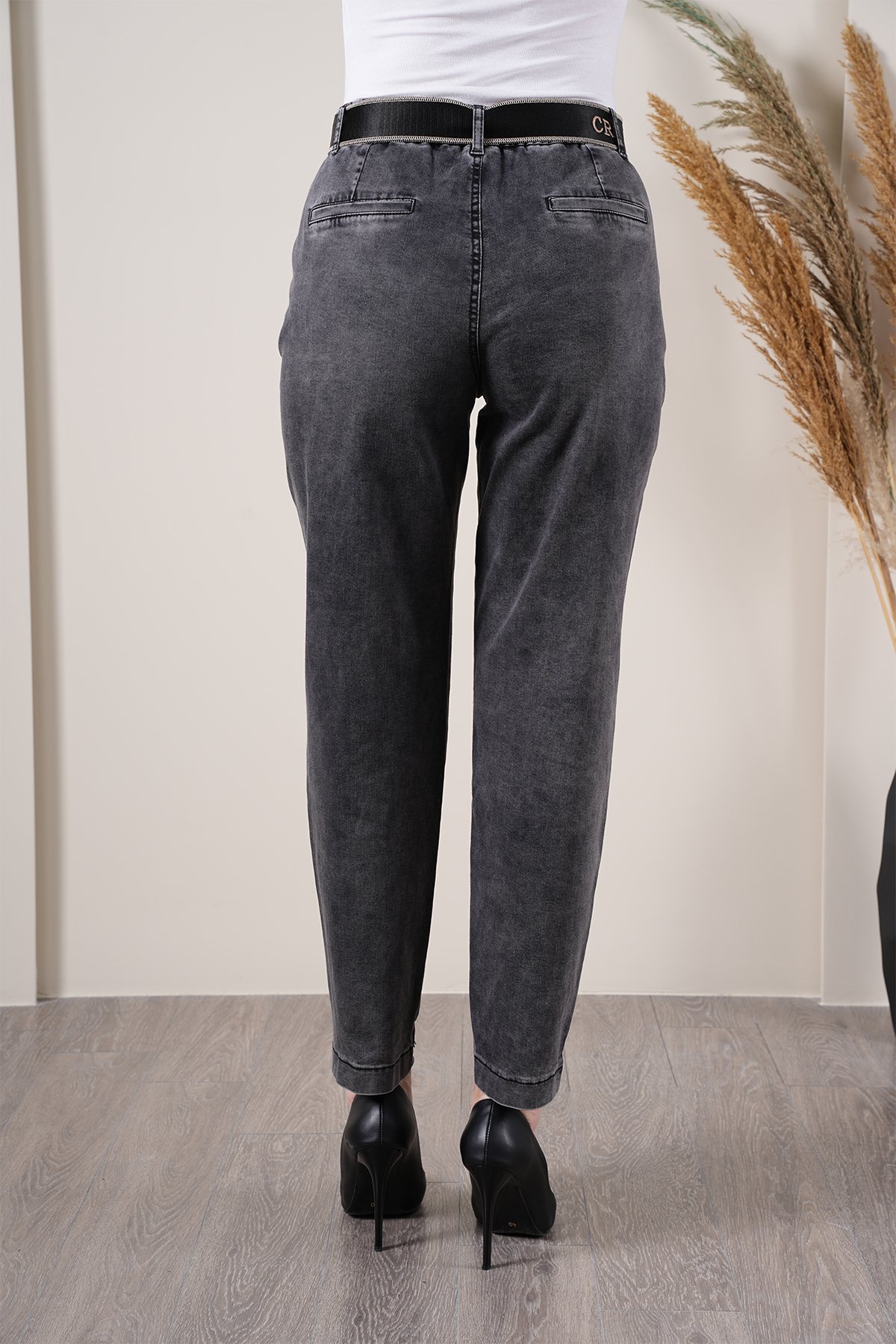 Kadın Likralı Bel Paça Lastikli Mom Pantolon 10426